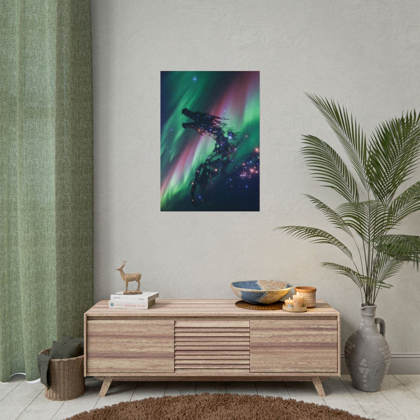 Aurora Dragon Poster — Cosmic Northern Lights Wall Art (Rolled Poster)