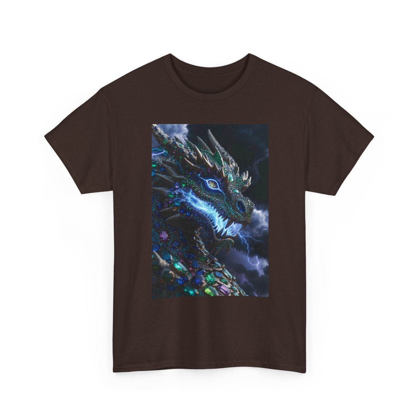 Dragon Portrait T‑Shirt — Neon Blue Fantasy Dragon Graphic Tee