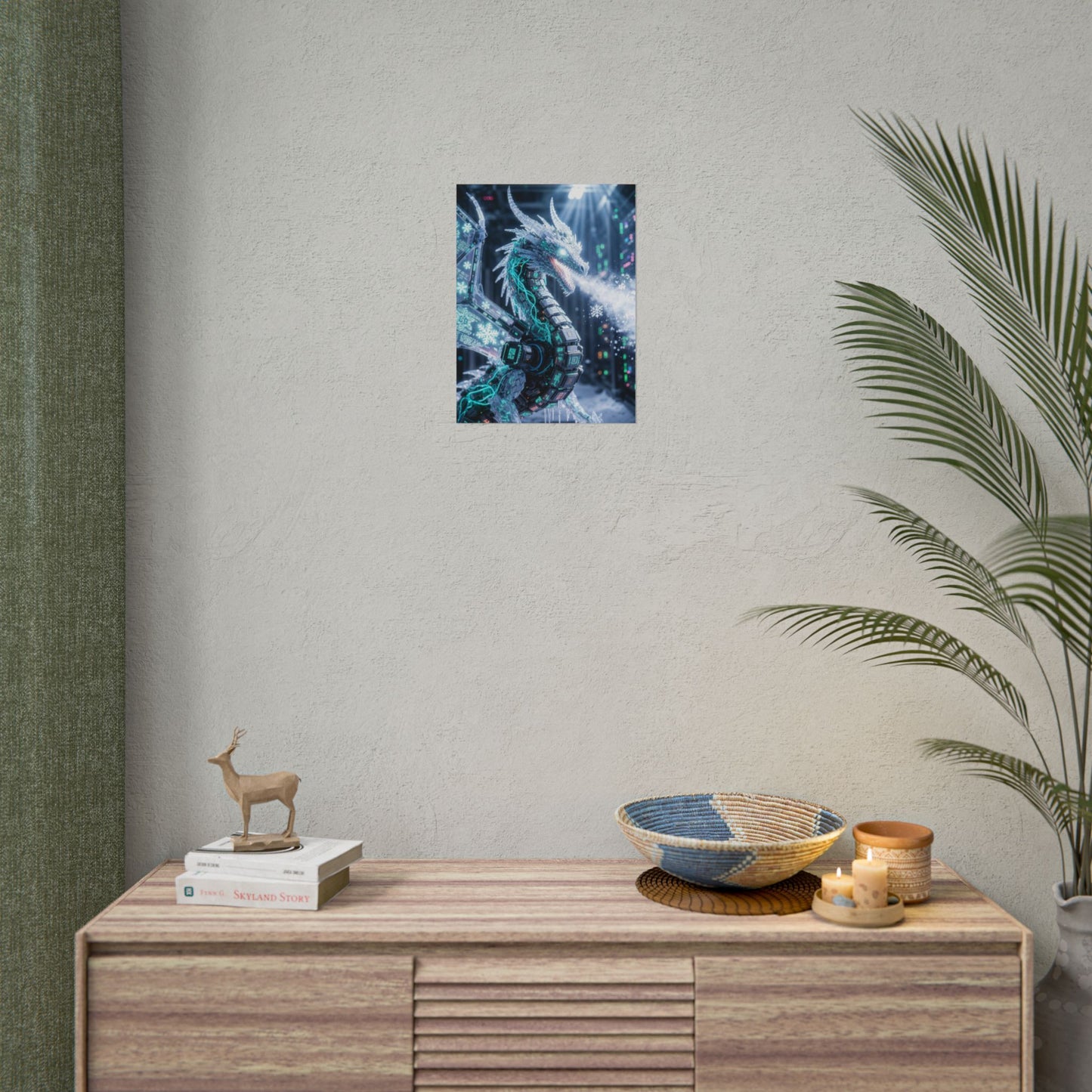 Rolled Poster — Cyber Ice Dragon Fantasy Art Print