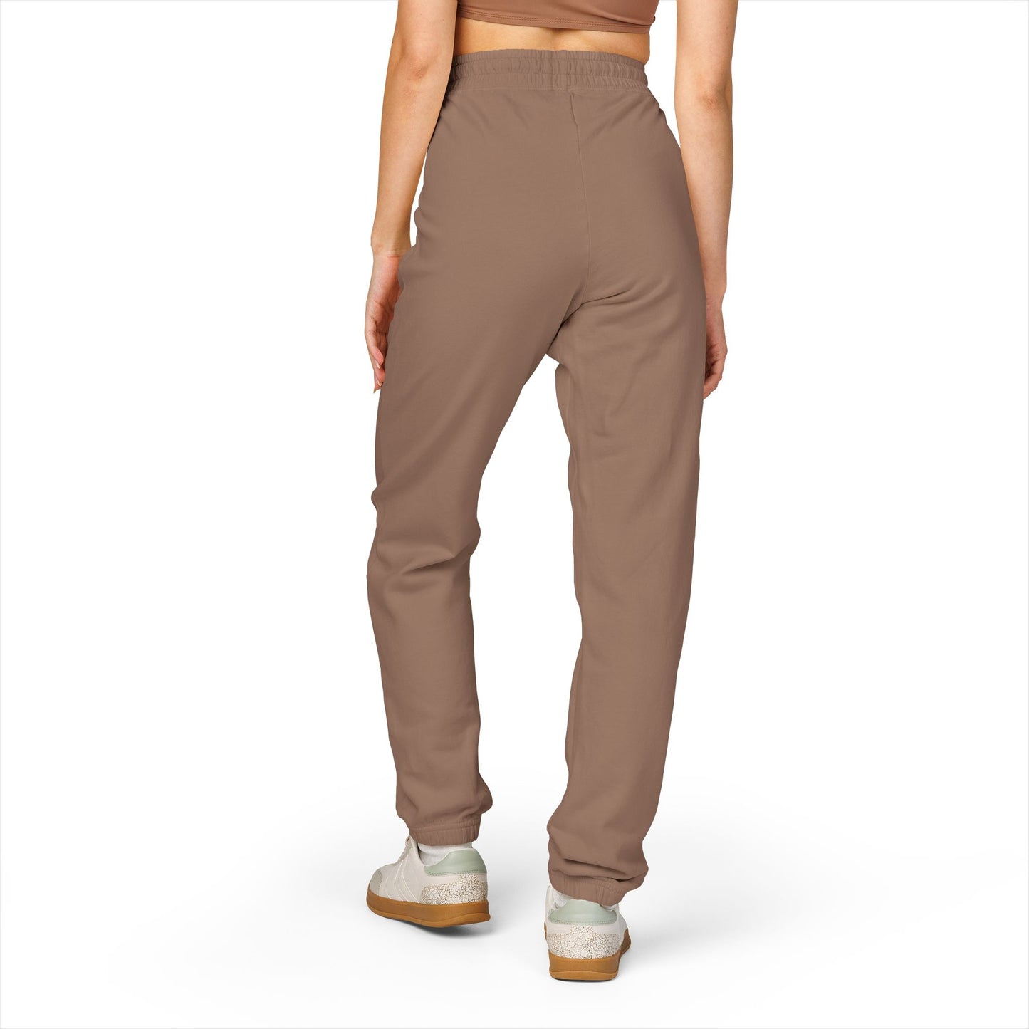 Garment-Dyed Fleece Sweatpants — Dark Olive Joggers with Blue Marble Pocket