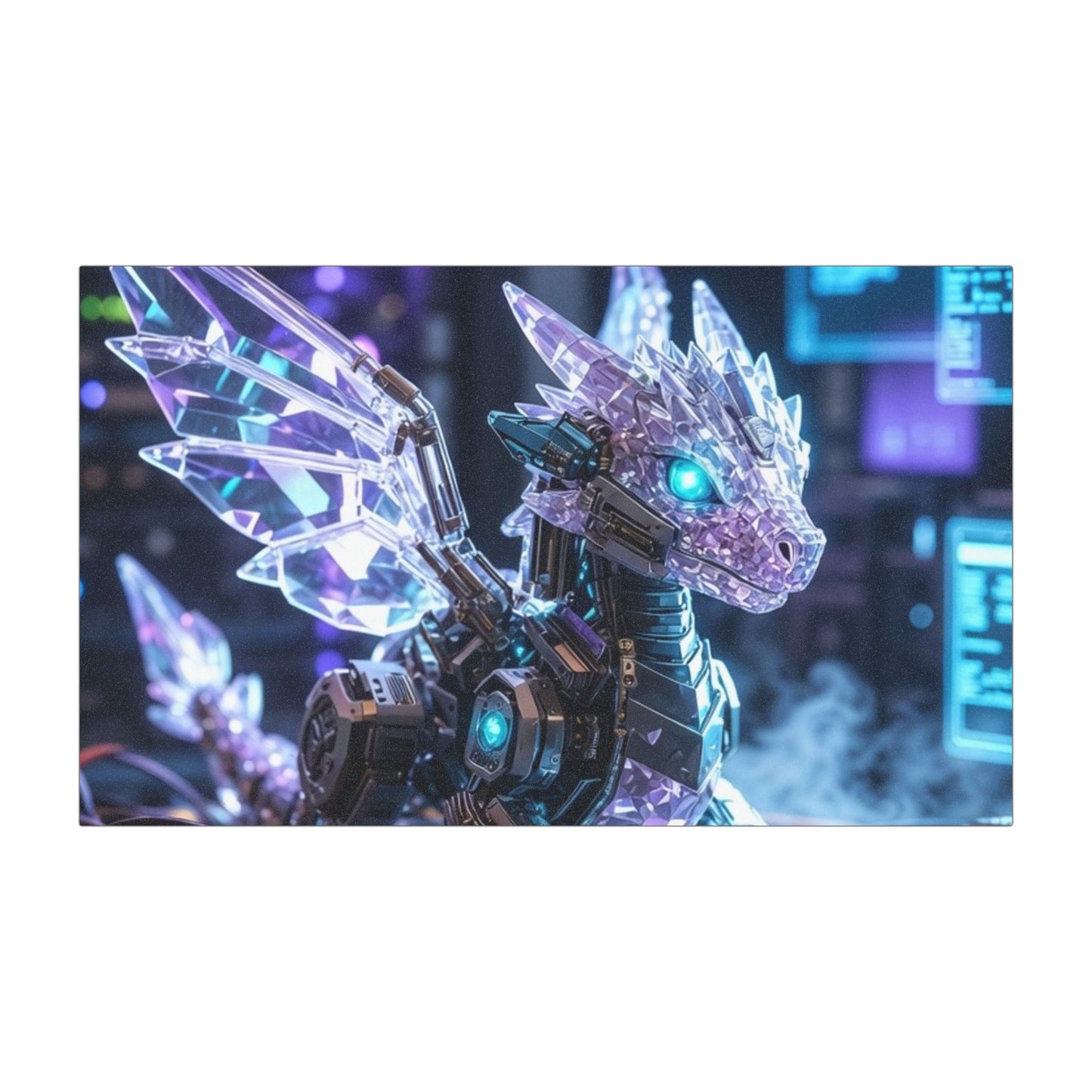 Crystal Cyber Dragon Car Magnet — Futuristic Neon Fantasy Vehicle Decal