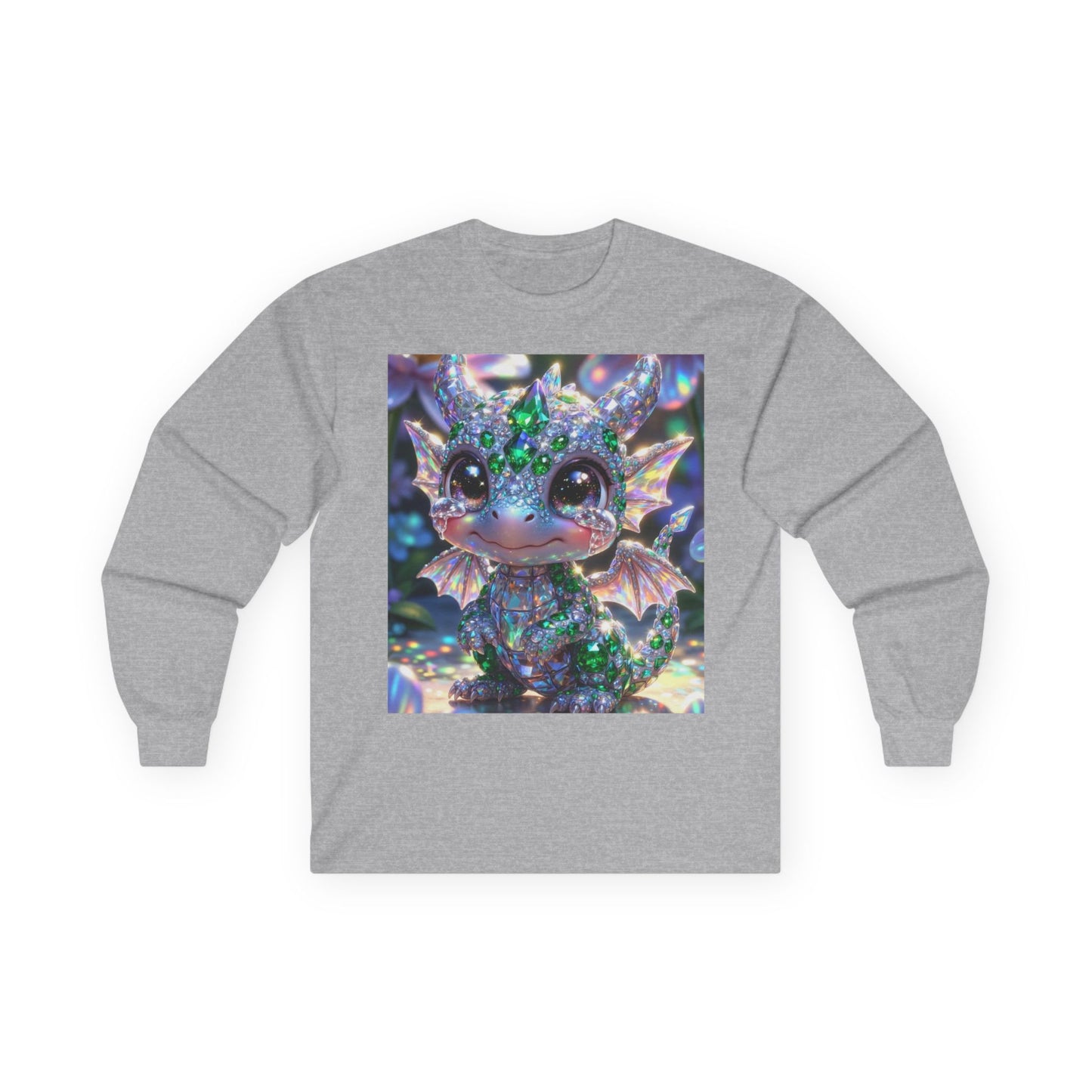 Sparkling Baby Dragon Long Sleeve Tee — Cute Fantasy Creature Shirt