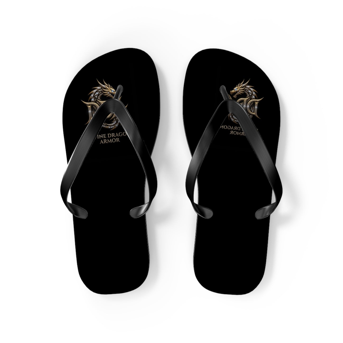 Dragon Armor Flip Flops – Black Fantasy Shield Beach Sandals
