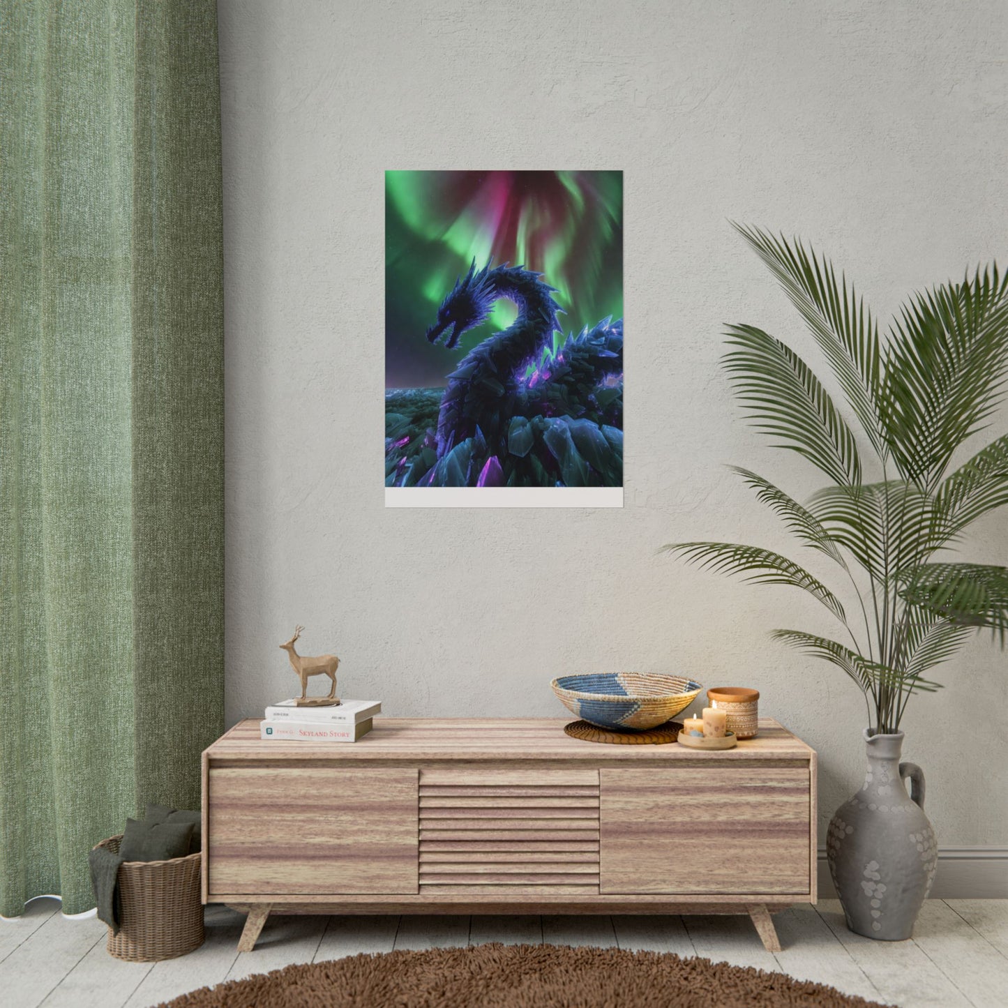 Aurora Crystal Dragon Poster — Fantasy Wall Art Print