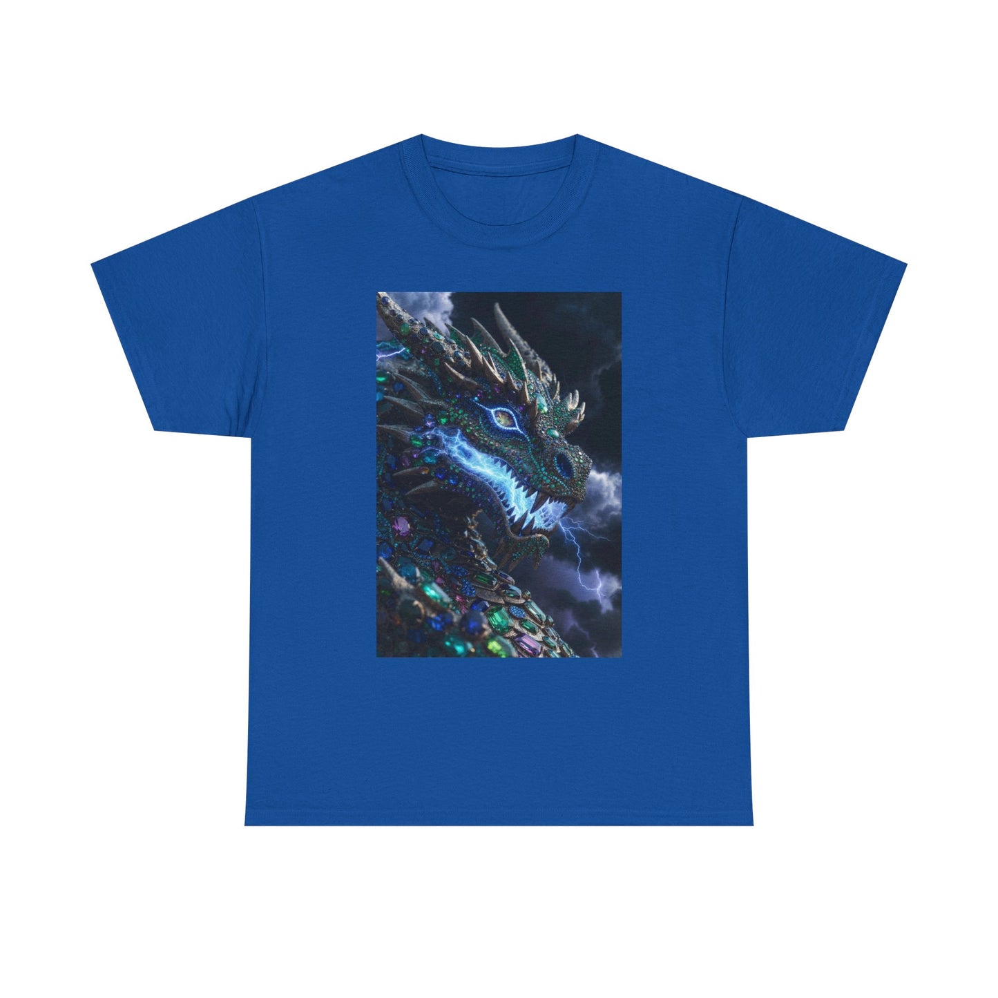 Dragon Portrait T‑Shirt — Neon Blue Fantasy Dragon Graphic Tee