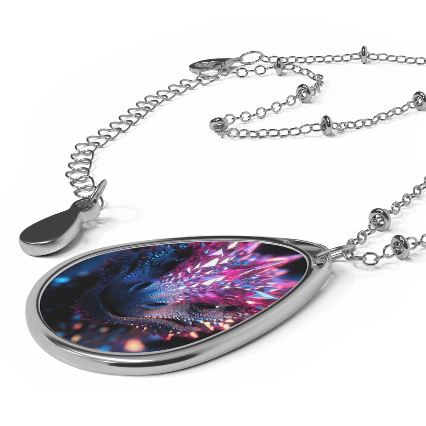 Mystic Dragon Tear Oval Necklace — Fantasy Pendant Jewelry