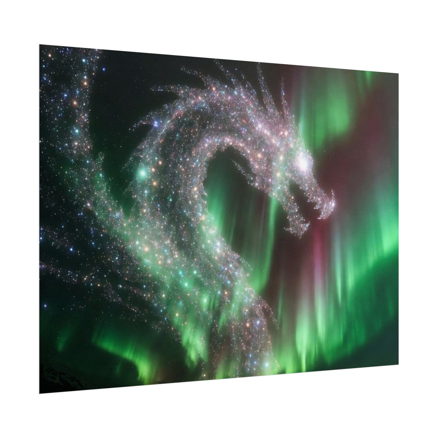 Aurora Dragon Poster — Northern Lights Fantasy Art Print