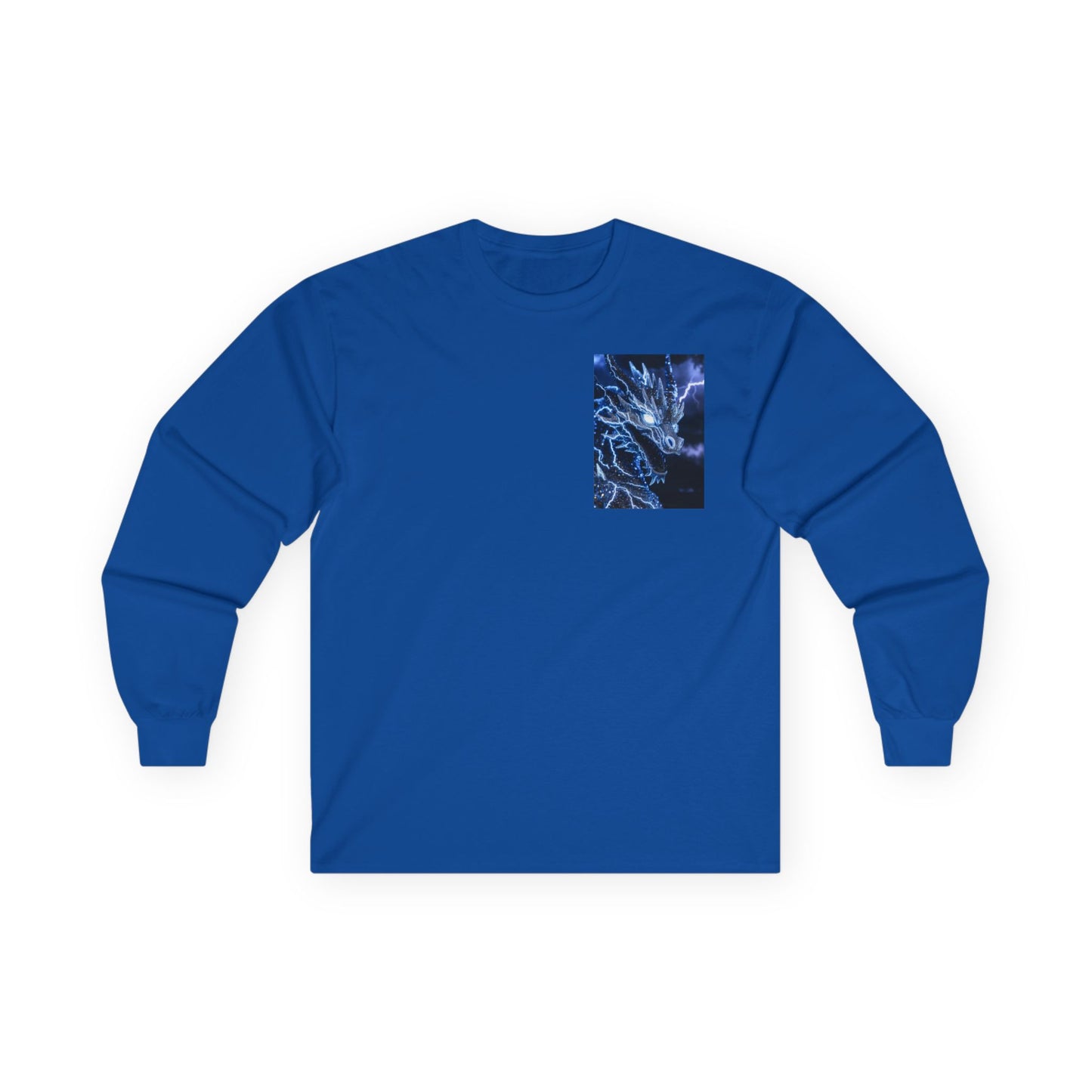 Long Sleeve Tee — Blue Dragon Chest Print