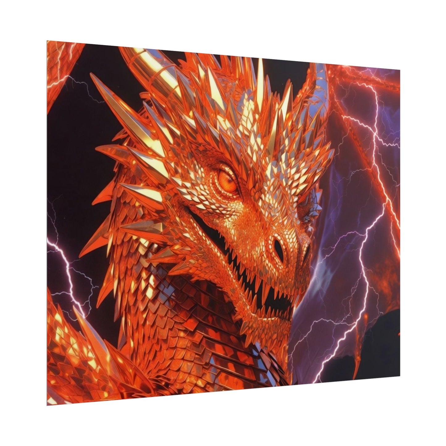 Orange Lightning Dragon Poster — Fantasy Wall Art for Gamers & Fans