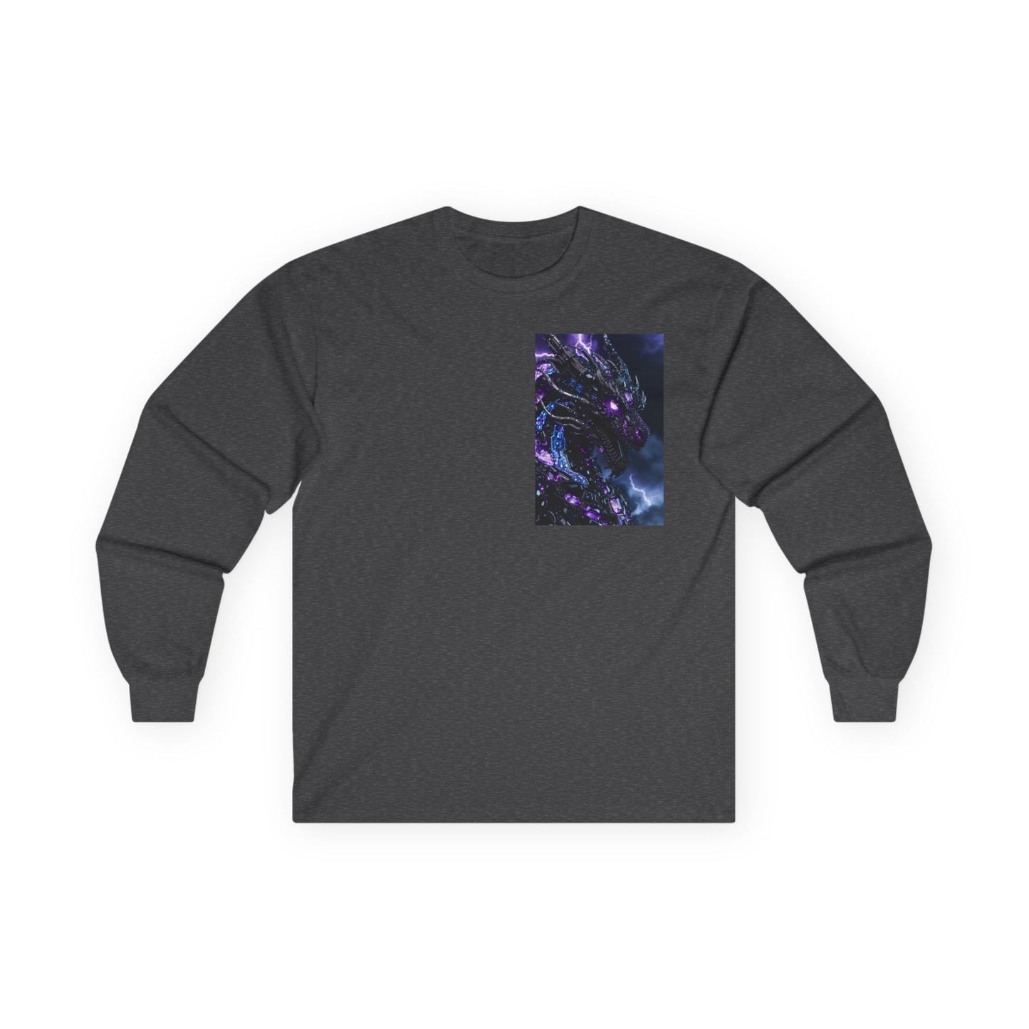 Cosmic Dragon Pocket Long Sleeve Tee — Neon Galaxy Illustration