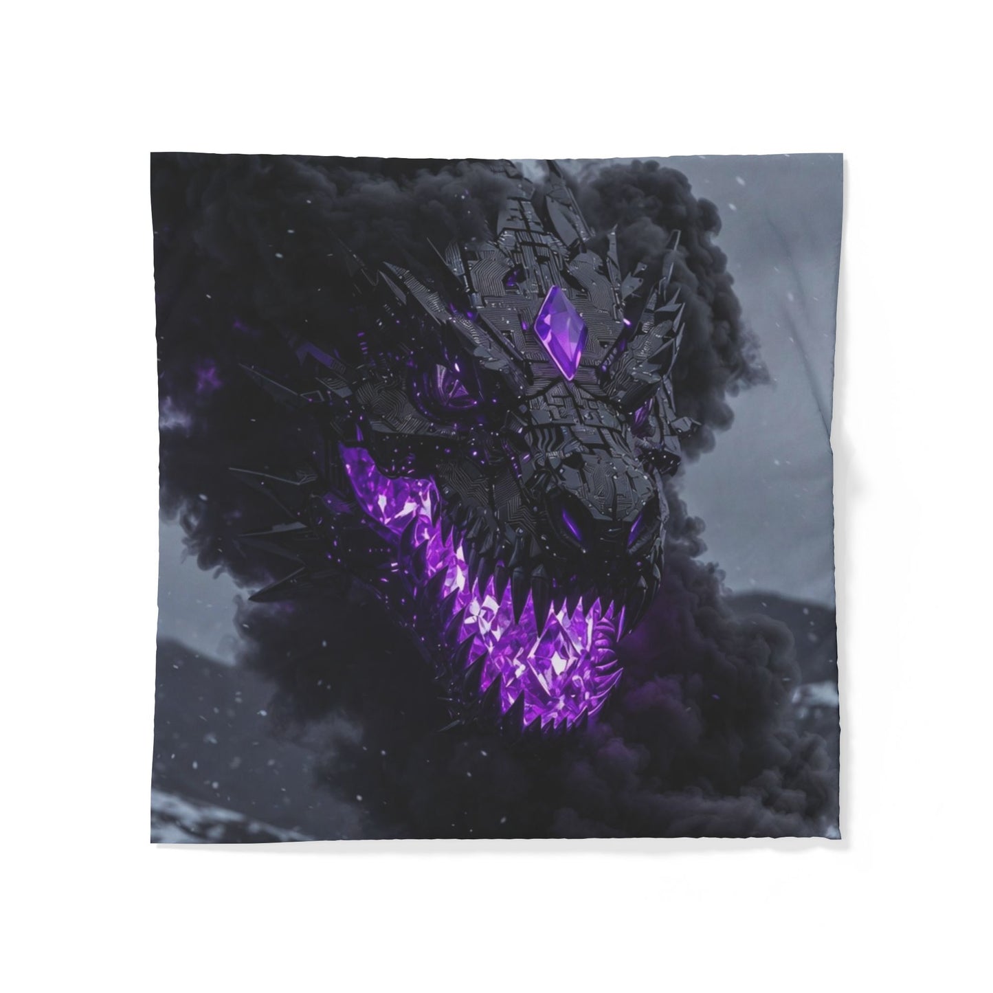 Dragon Smoke Duvet Cover — Dark Fantasy Purple Dragon Face Bedding