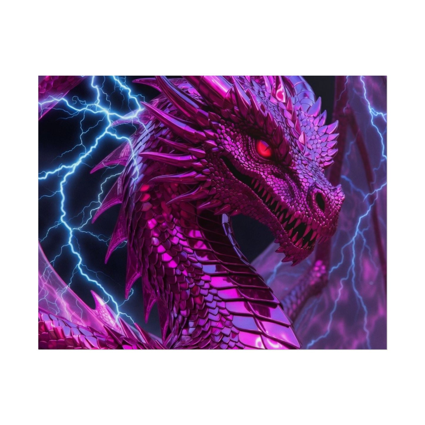 Pink Electric Dragon Poster — Fantasy Wall Art Rolled Poster