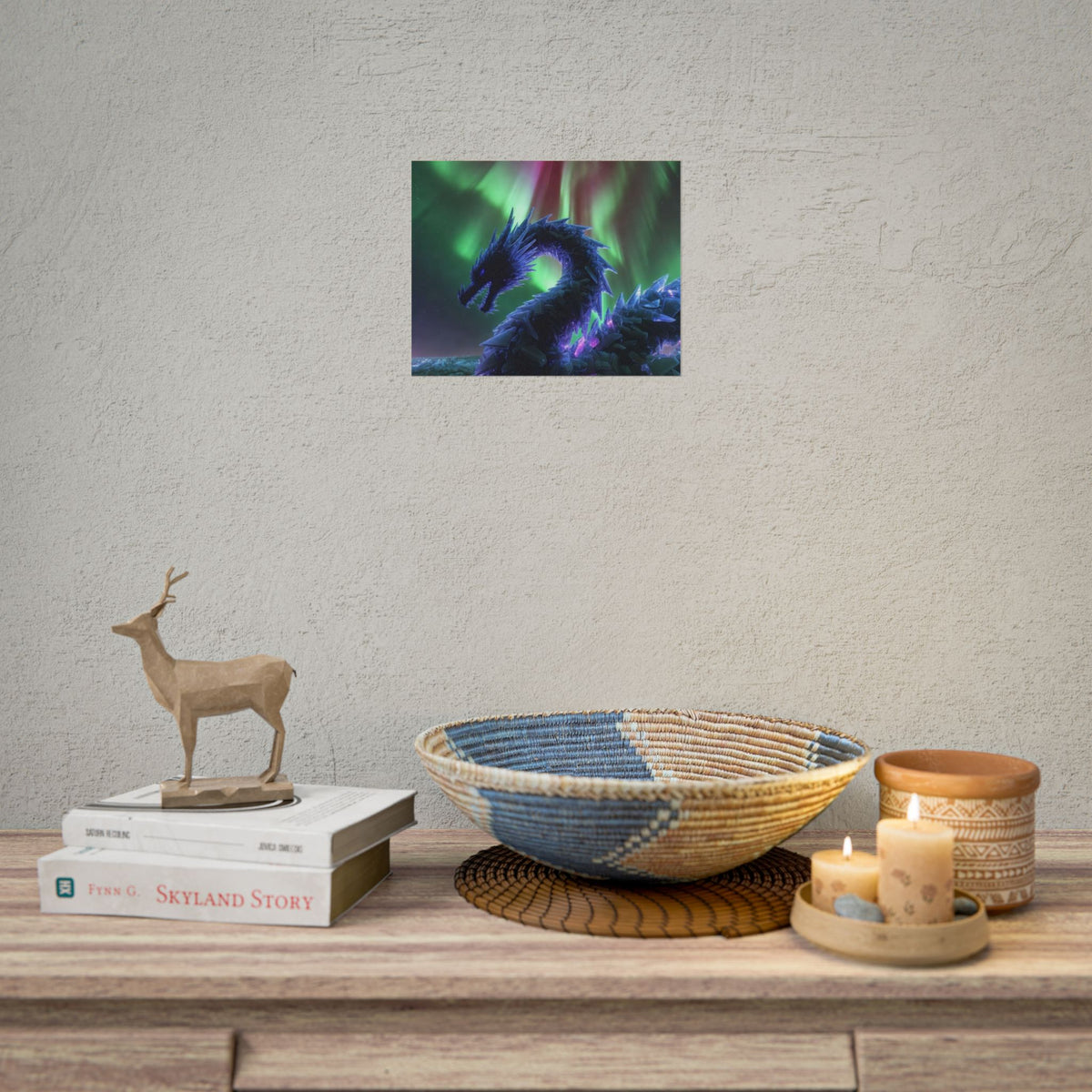 Aurora Crystal Dragon Poster — Fantasy Wall Art Print