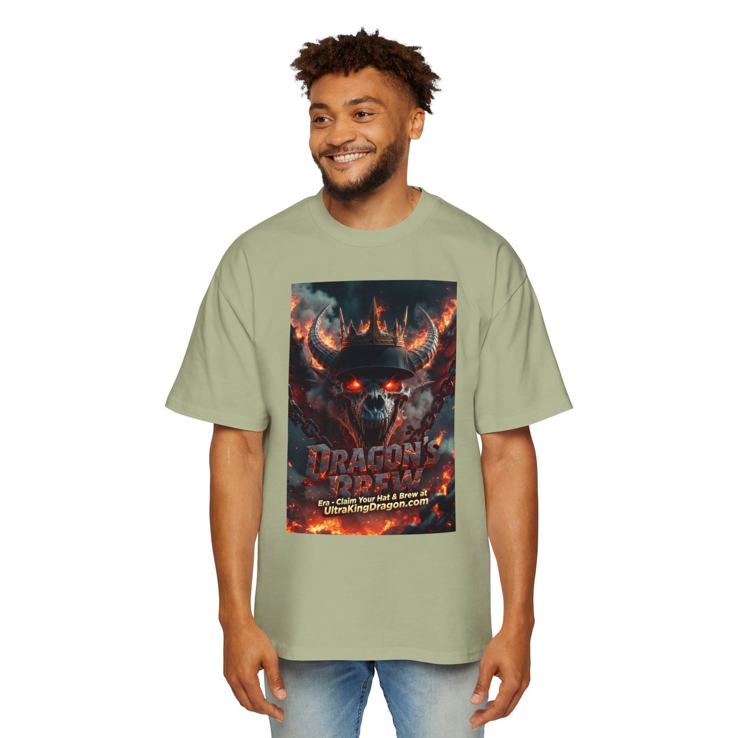 Dragon Skull Graphic Tee — Heavy Oversized Men's Fantasy T-Shirt
