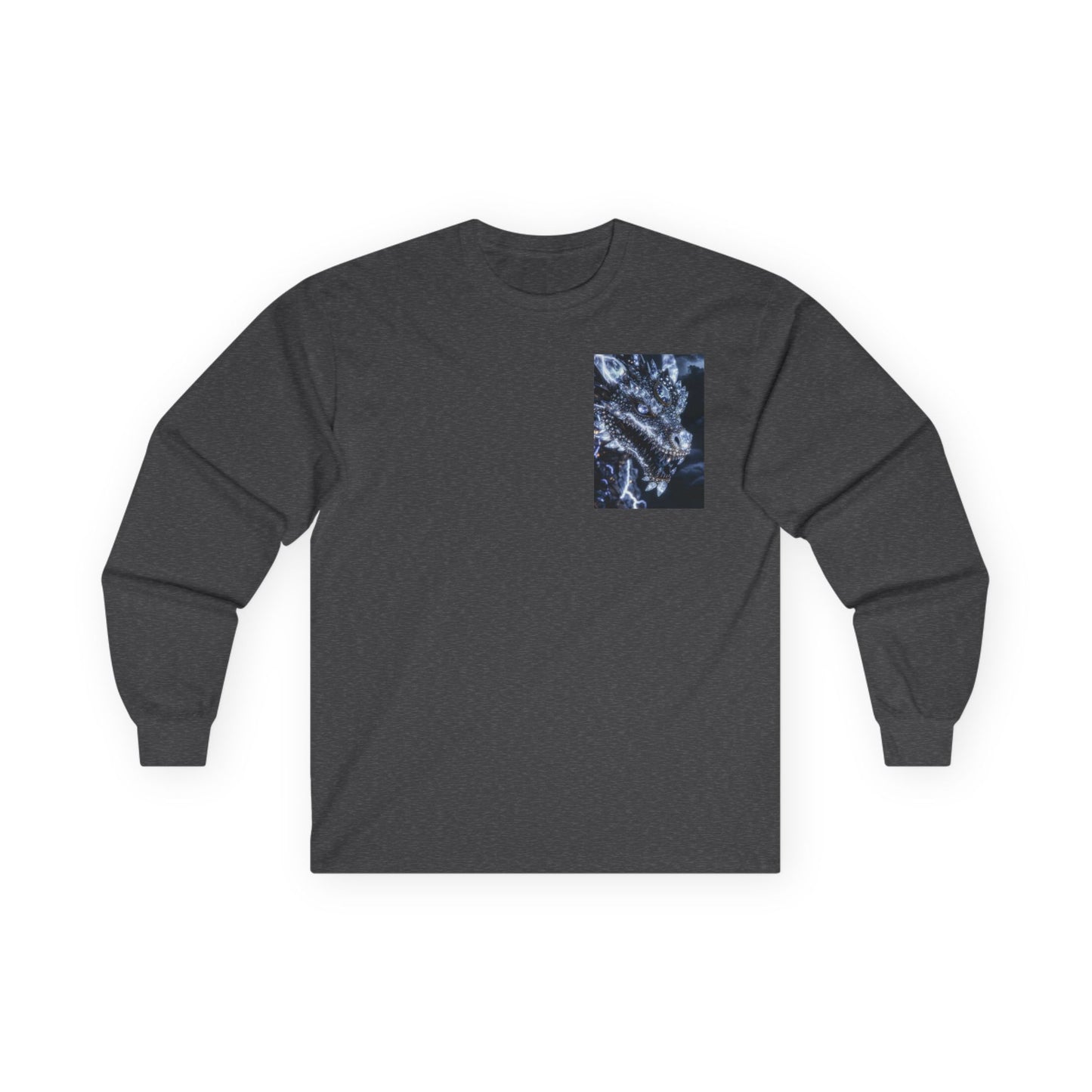 Long Sleeve Tee — Abstract Blue Marble Pocket Art
