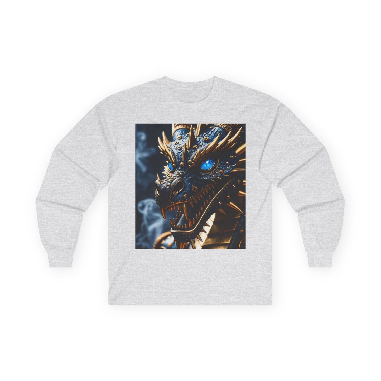 Dragon Graphic Long Sleeve Tee — Blue Eye Fantasy Dragon Shirt