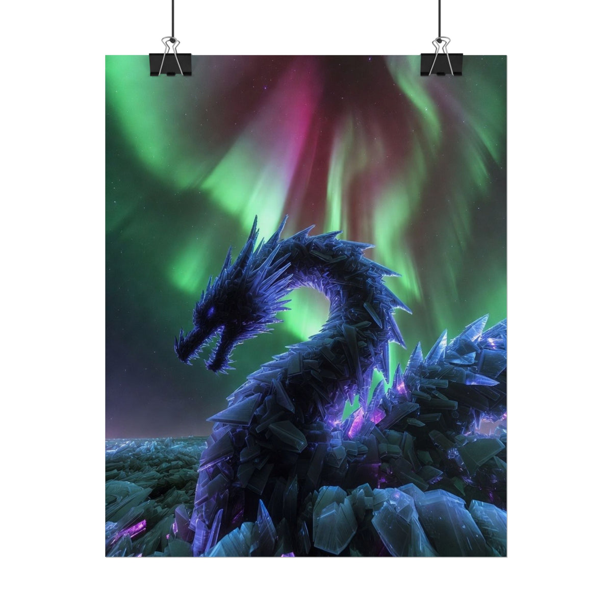 Aurora Crystal Dragon Poster — Fantasy Wall Art Print