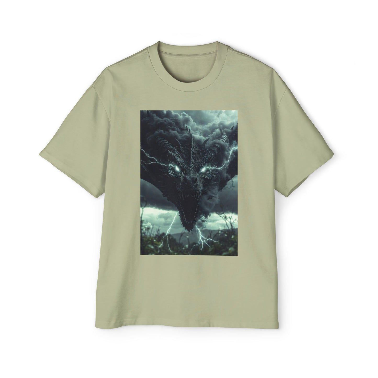 Storm Dragon Graphic Tee — Dark Fantasy Oversized Men's T-Shirt