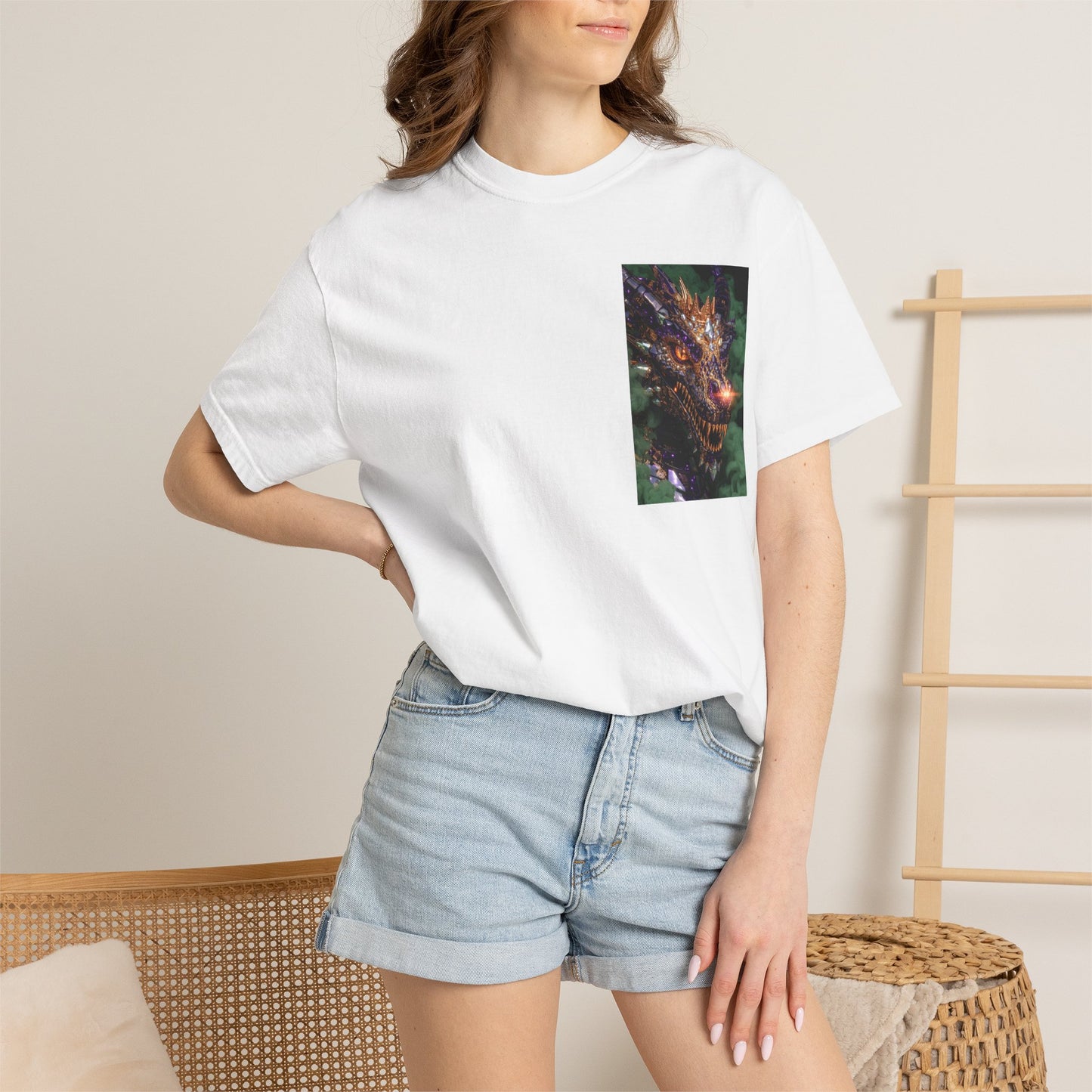 Dragon Pocket Graphic T‑Shirt — Fiery Fantasy Chest Print