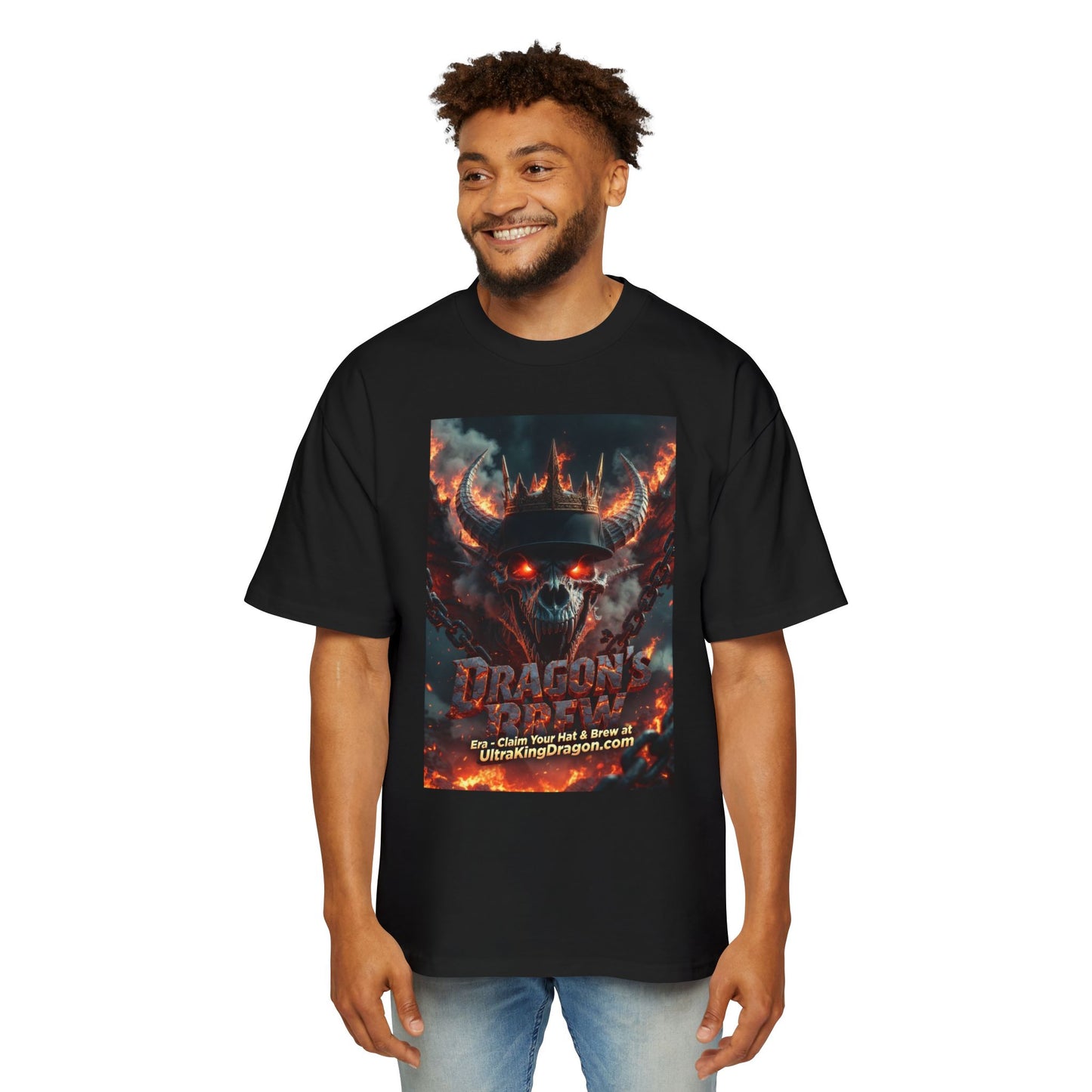 Dragon Skull Graphic Tee — Heavy Oversized Men's Fantasy T-Shirt