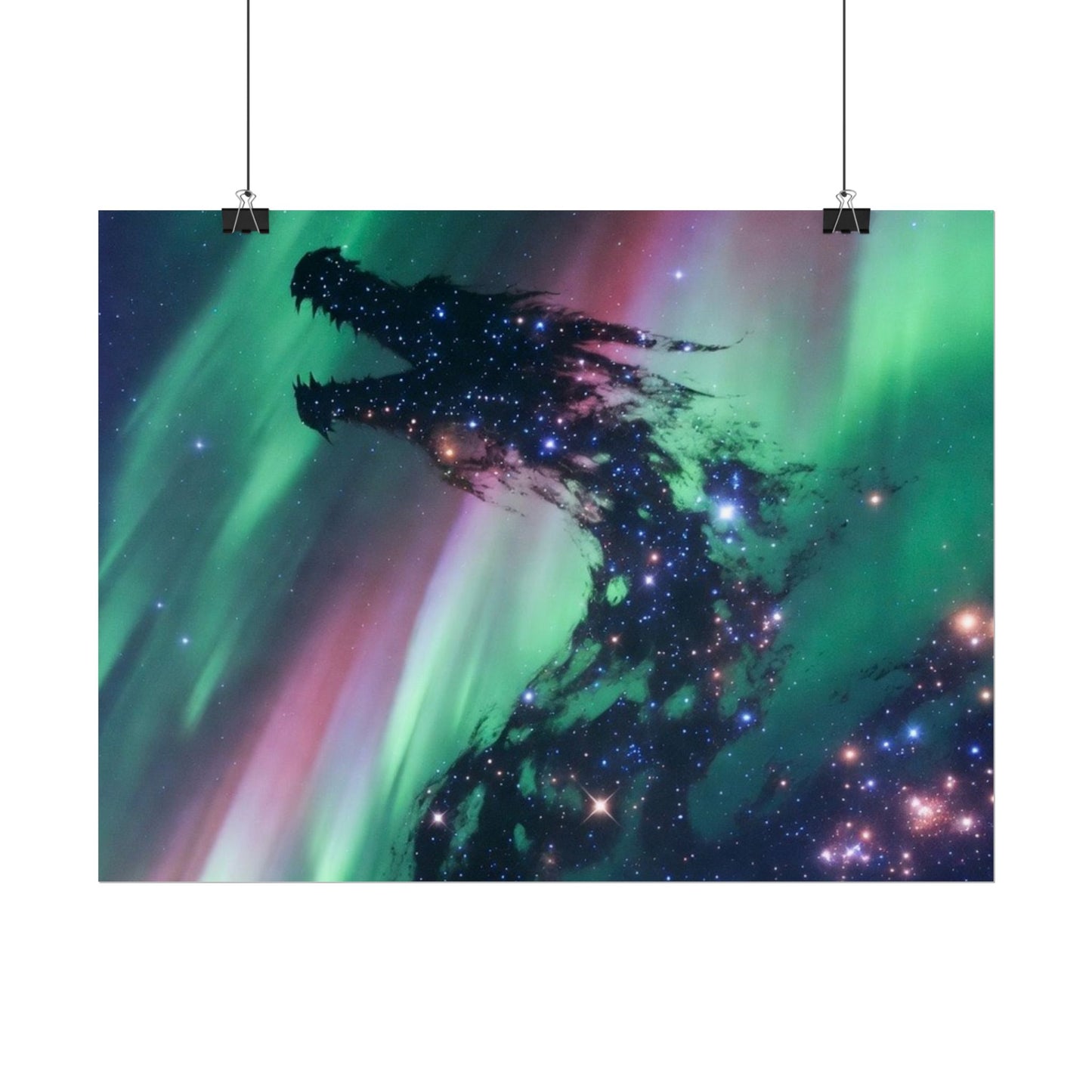 Aurora Dragon Poster — Cosmic Northern Lights Wall Art (Rolled Poster)