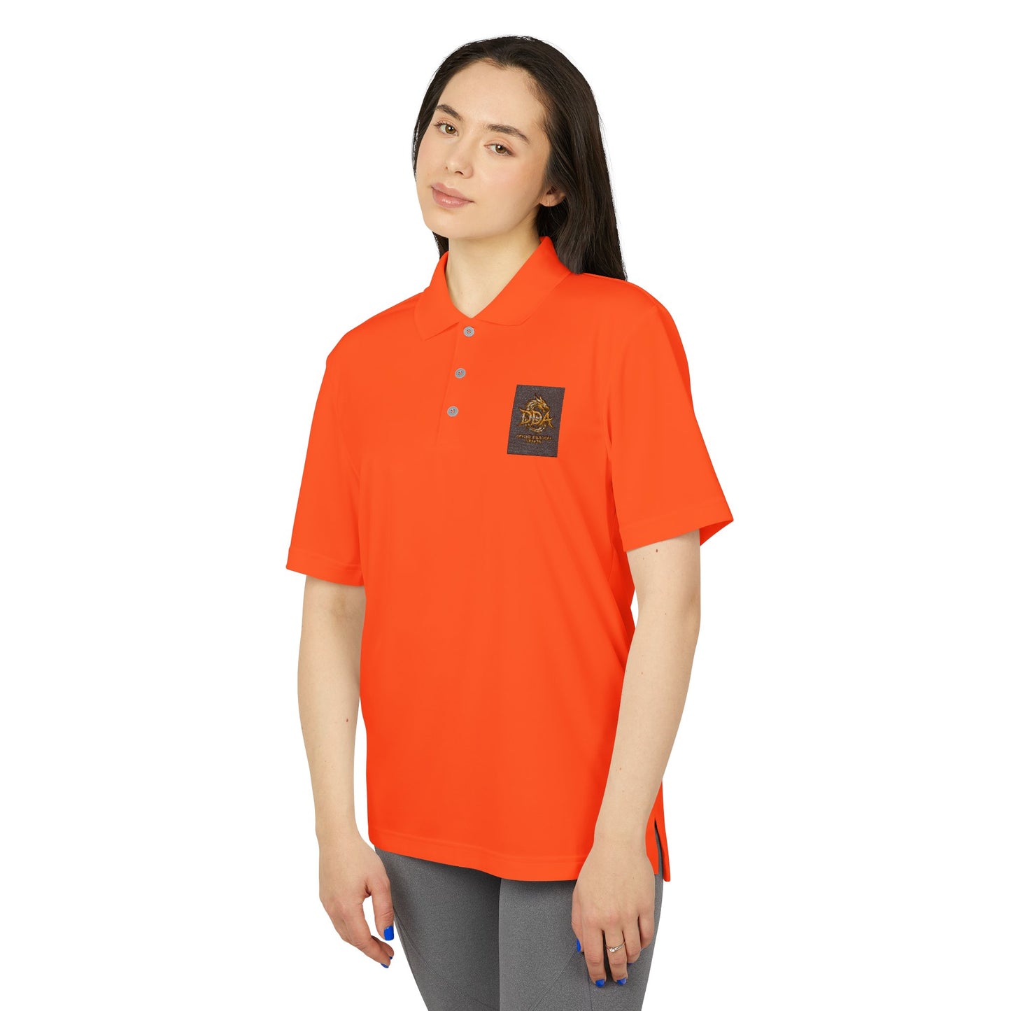 Adidas Performance Polo — Gold Crest Patch Chest Logo