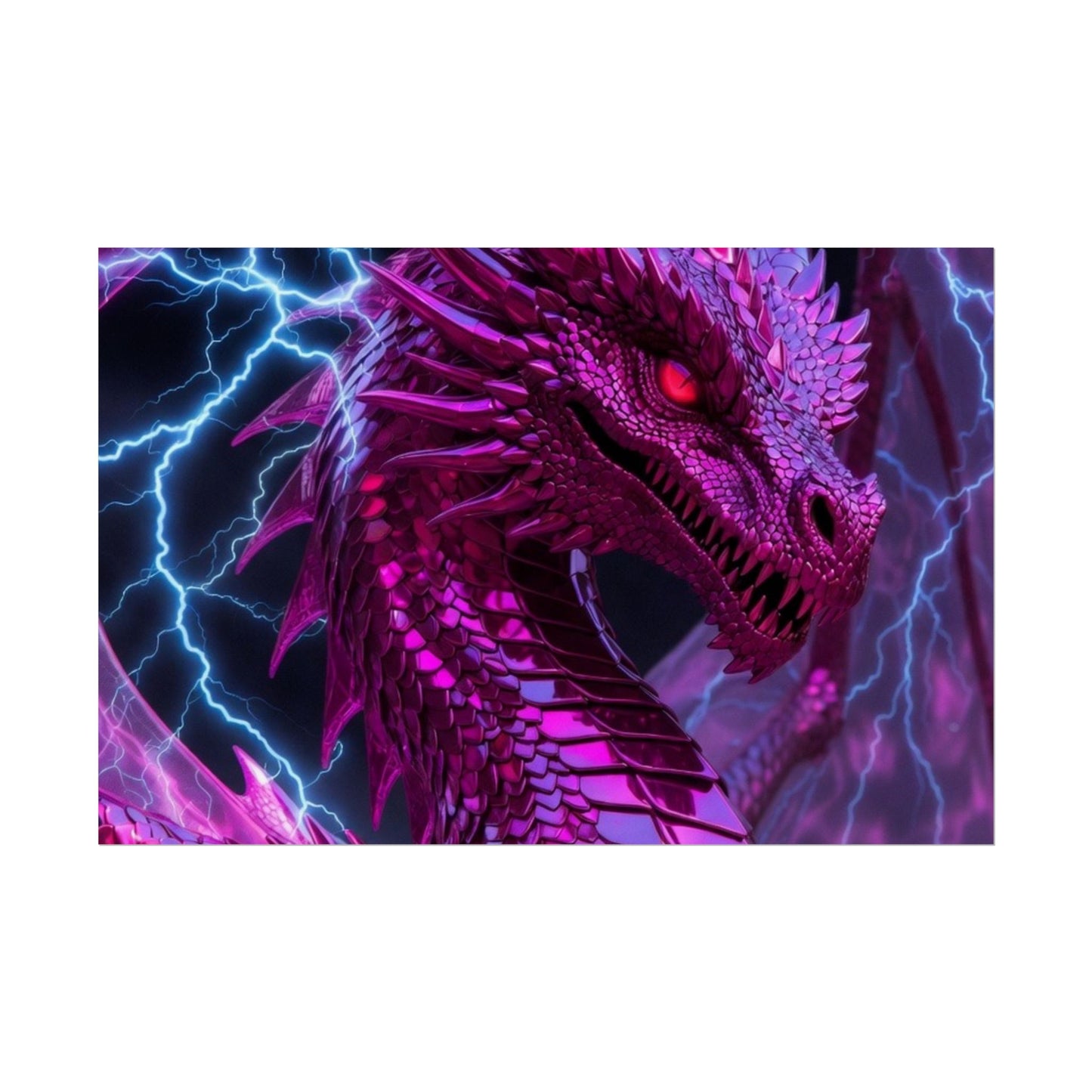 Pink Electric Dragon Poster — Fantasy Wall Art Rolled Poster