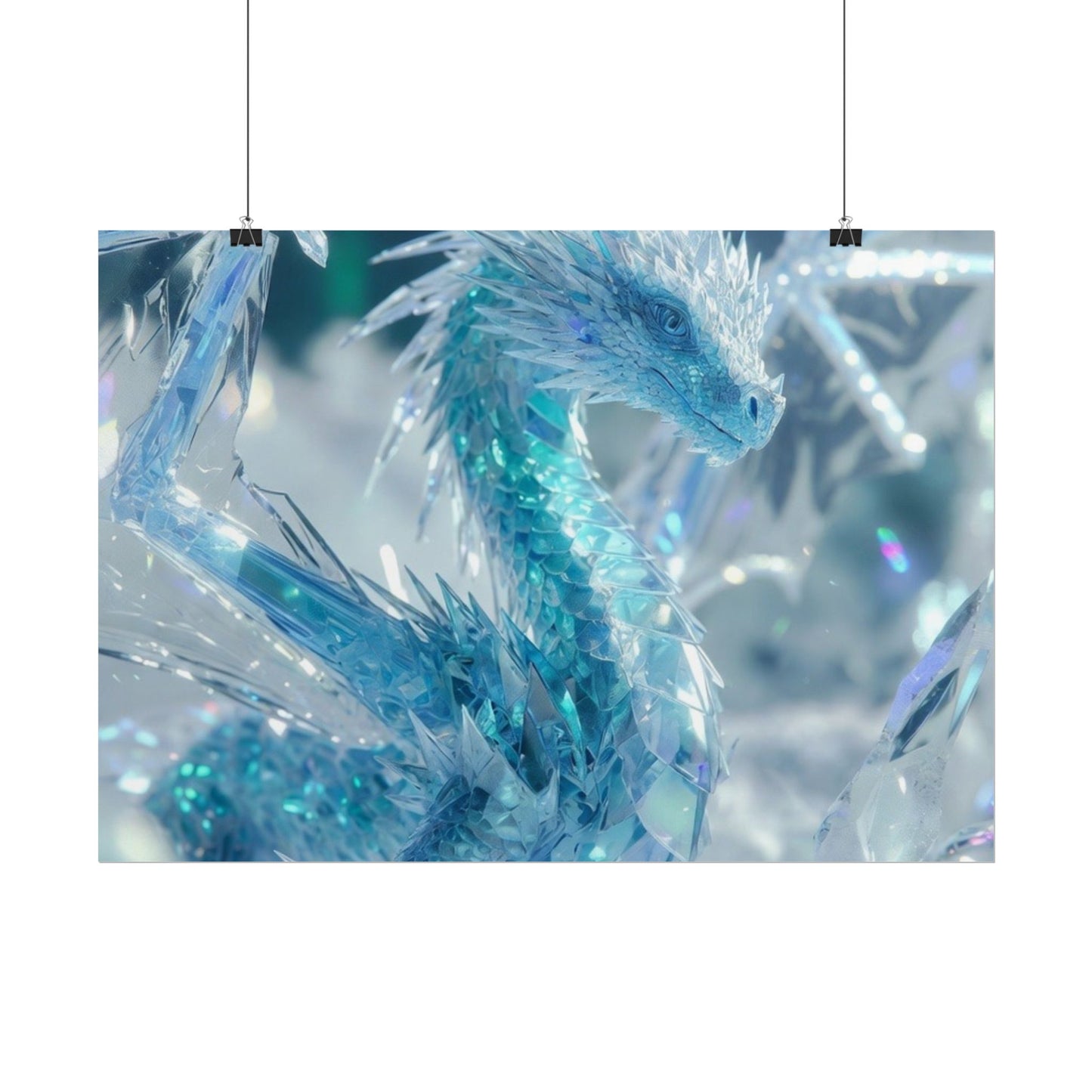Ice Crystal Dragon Poster — Fantasy Aurora Wall Art (Rolled Poster)