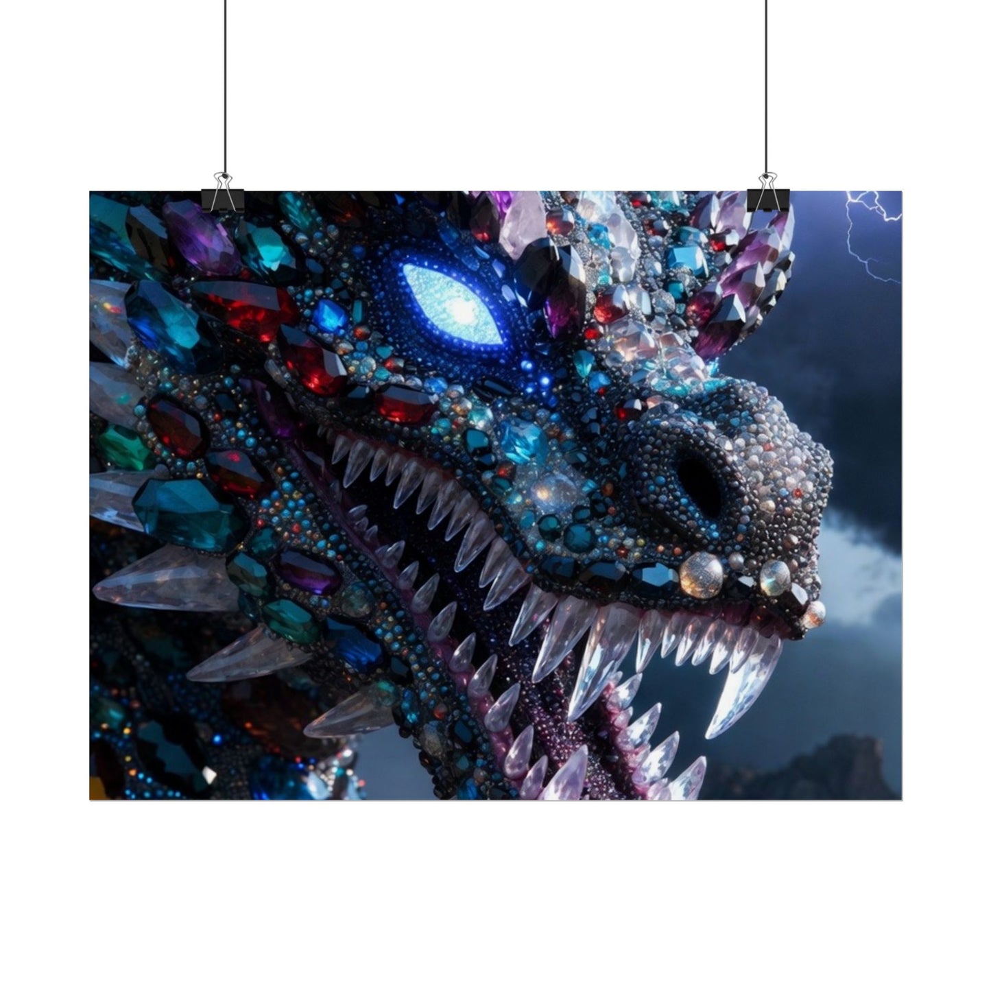 Dragon Crystal Poster — Fantasy Gem-Encrusted Dragon Wall Art (Rolled Poster)