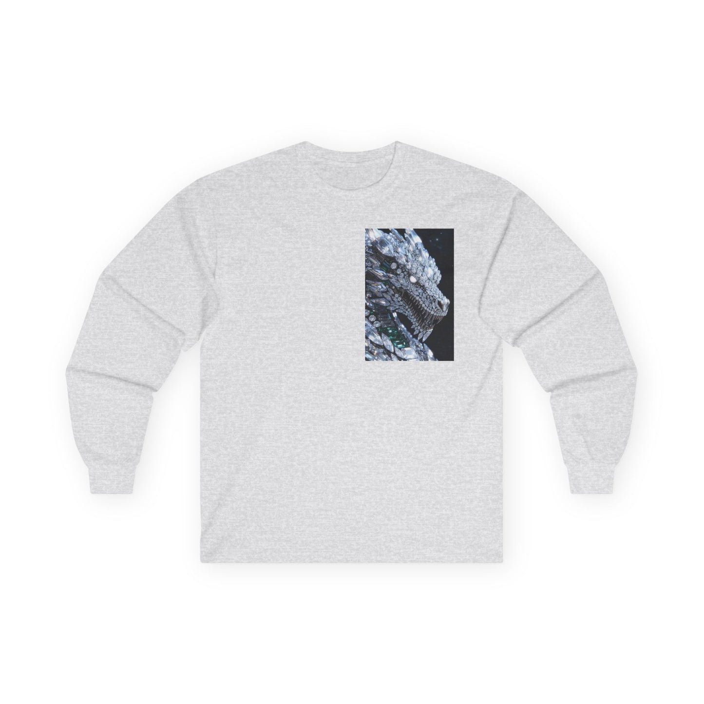 Long Sleeve Tee — Abstract Iridescent Crystal Photo Pocket Print