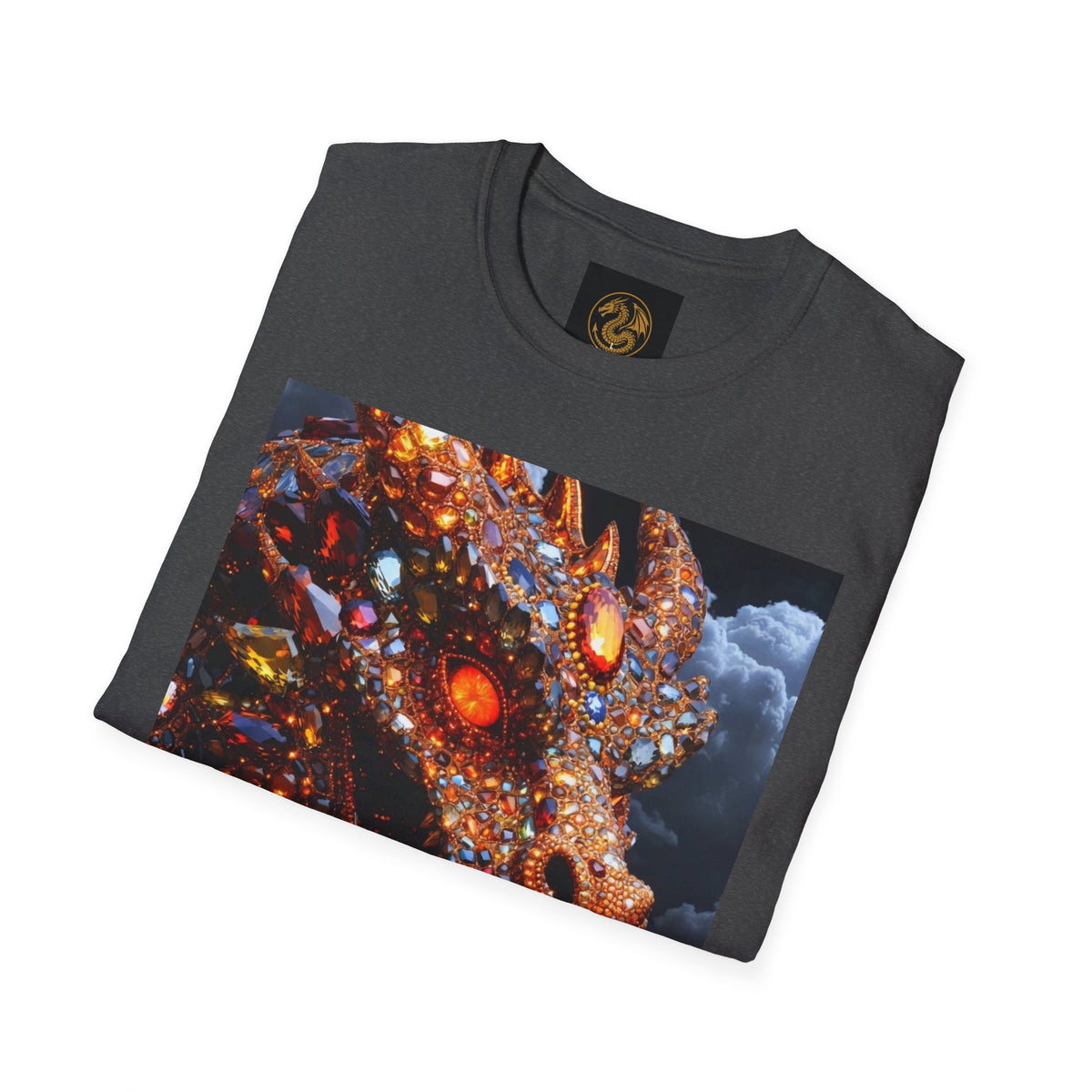 A Gemstone Dragon Head Graphic T-Shirt — Fiery Fantasy Scaly Creature Design