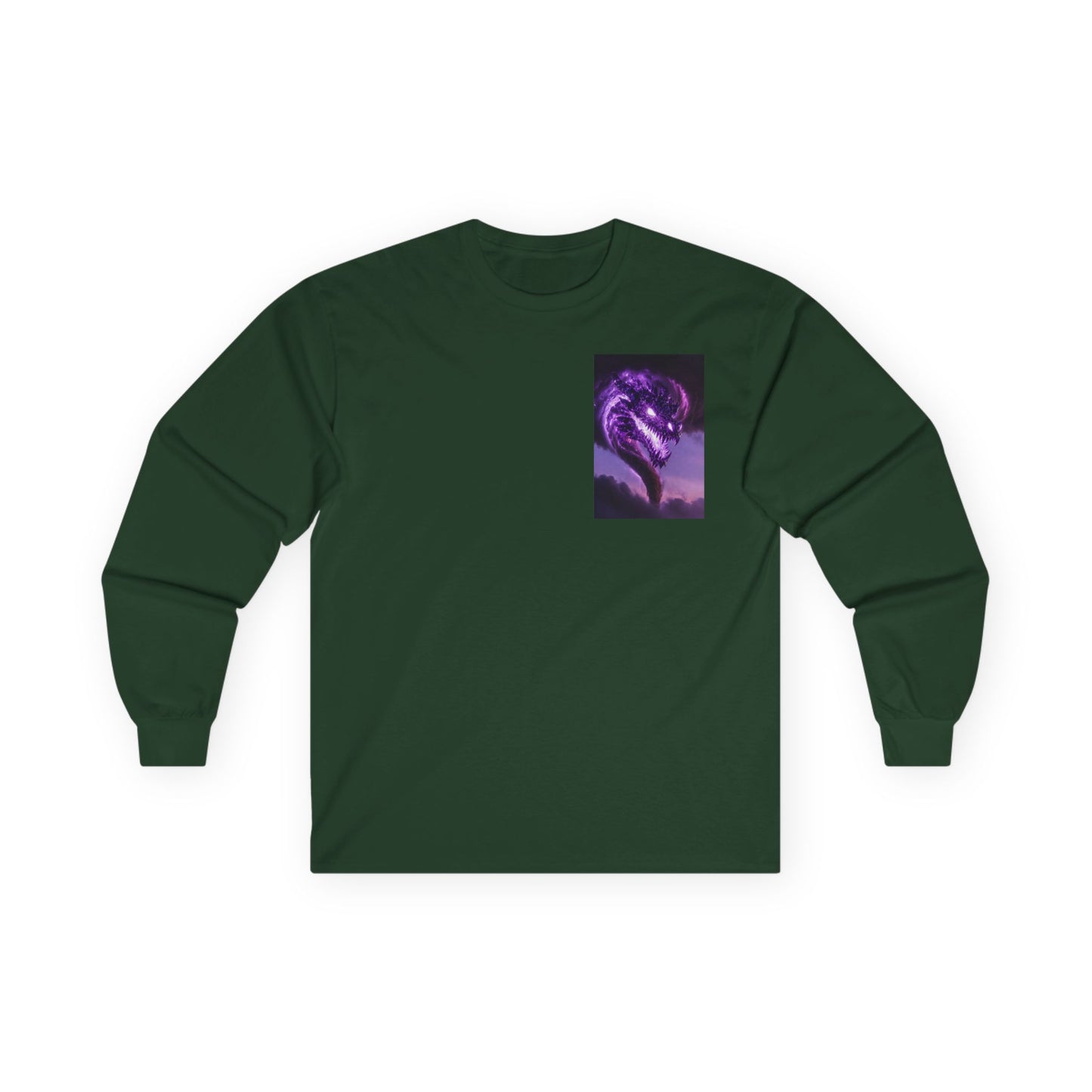 Purple Dragon Chest Graphic Long Sleeve Tee