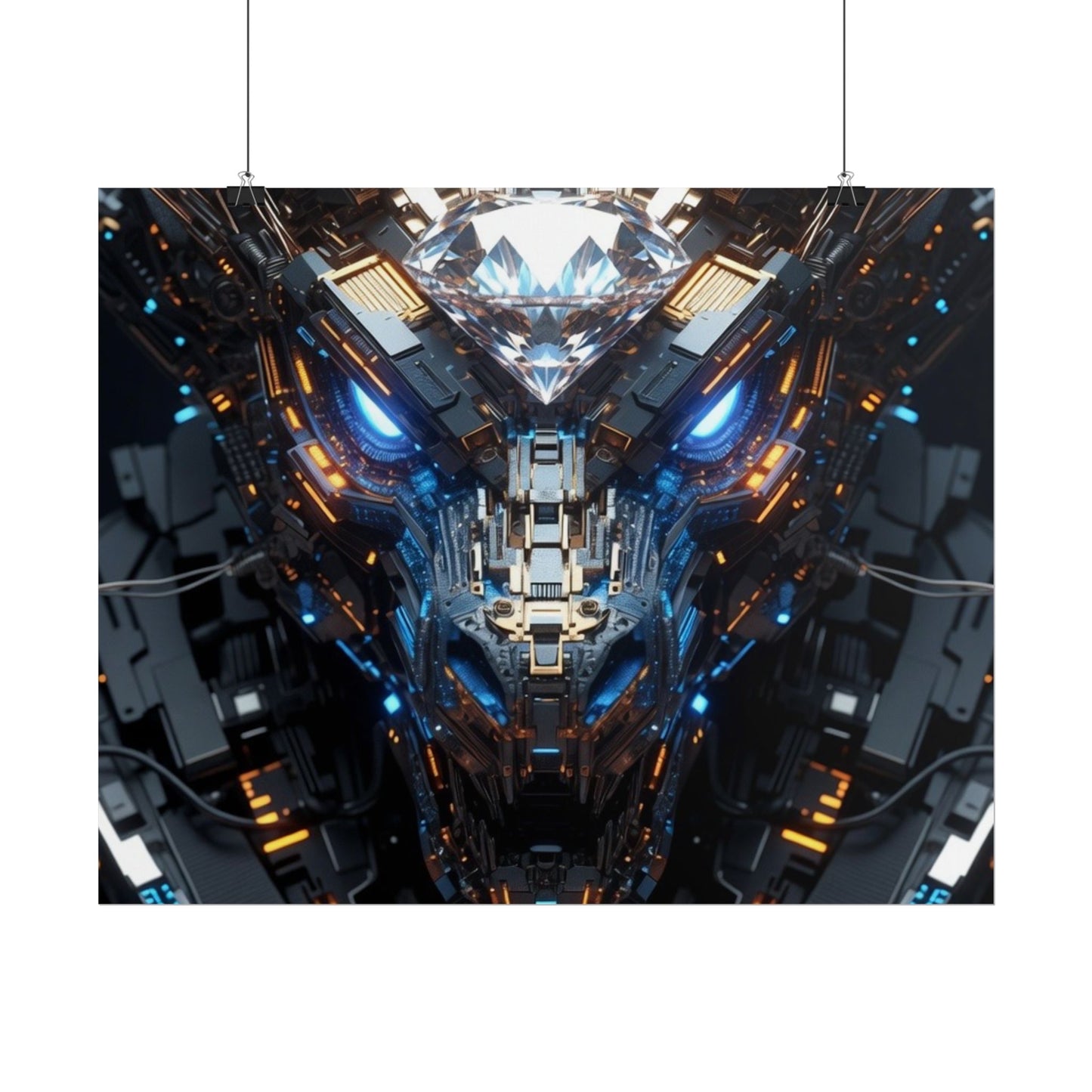 Futuristic Mech Dragon Poster – Cybernetic Robot Art Print