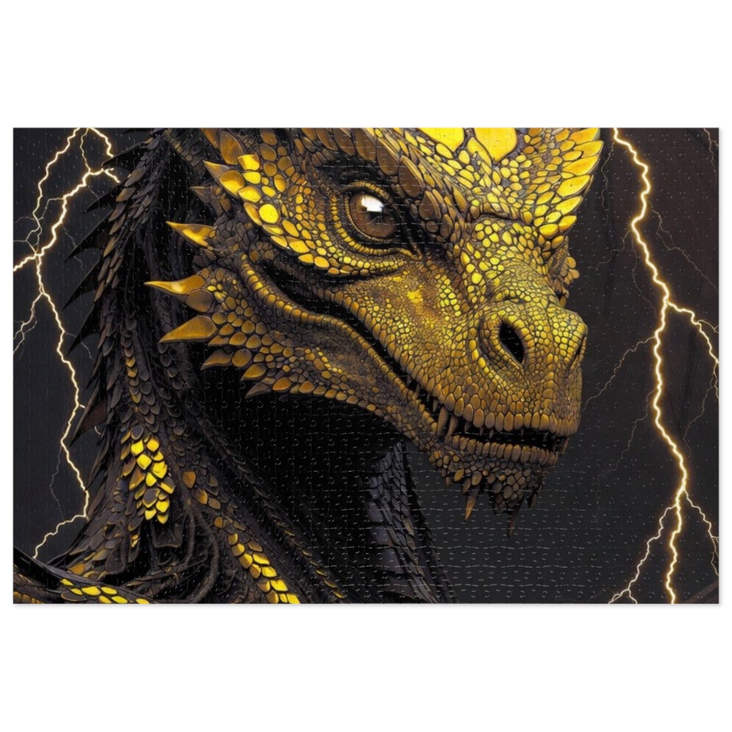 Dragon Gem Jigsaw Puzzle with Tin, Fantasy Puzzle, Kids Activities, Gifts for Game Lovers, Unique Collectible Piece