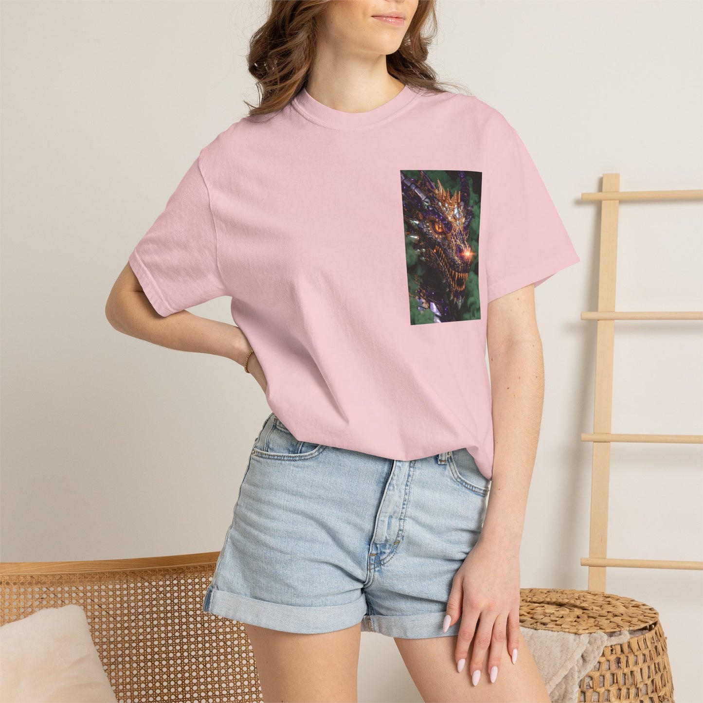 Dragon Pocket Graphic T‑Shirt — Fiery Fantasy Chest Print