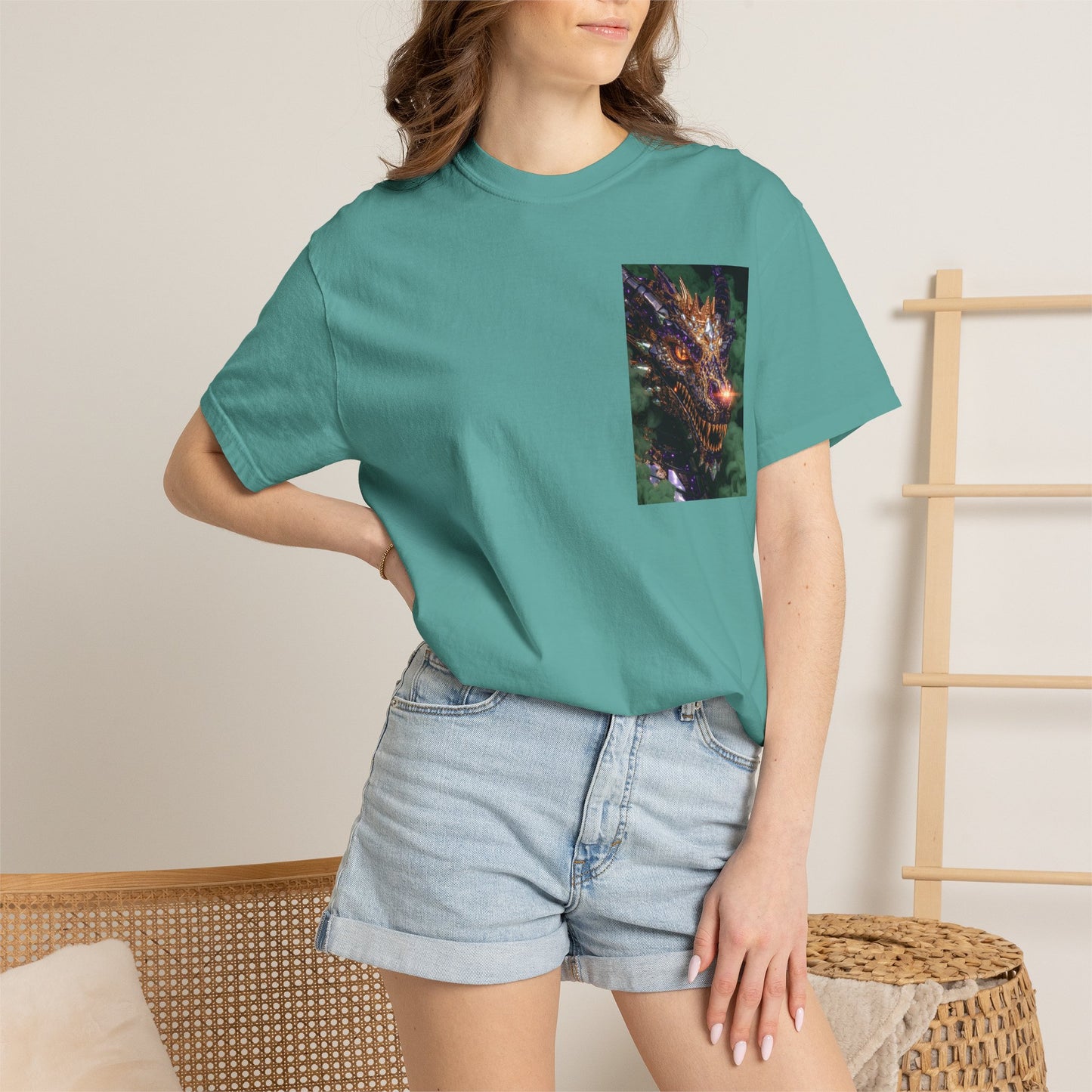 Dragon Pocket Graphic T‑Shirt — Fiery Fantasy Chest Print