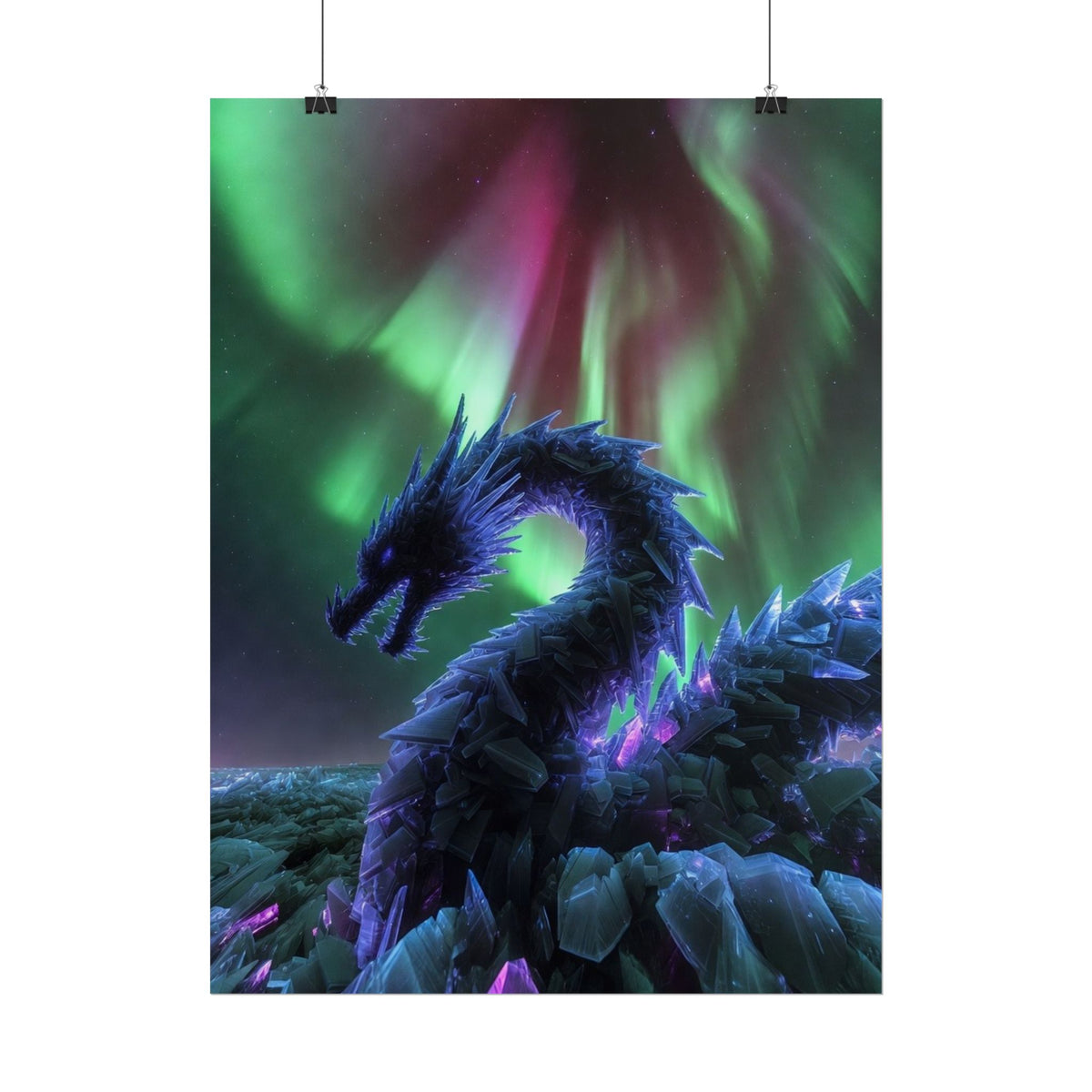 Aurora Crystal Dragon Poster — Fantasy Wall Art Print