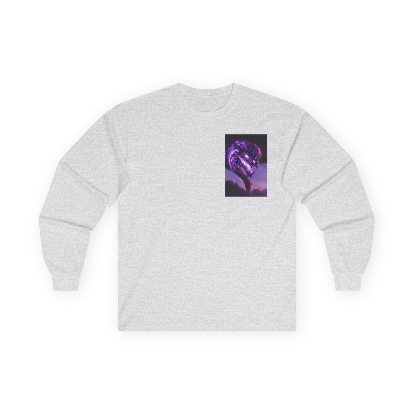 Purple Dragon Chest Graphic Long Sleeve Tee