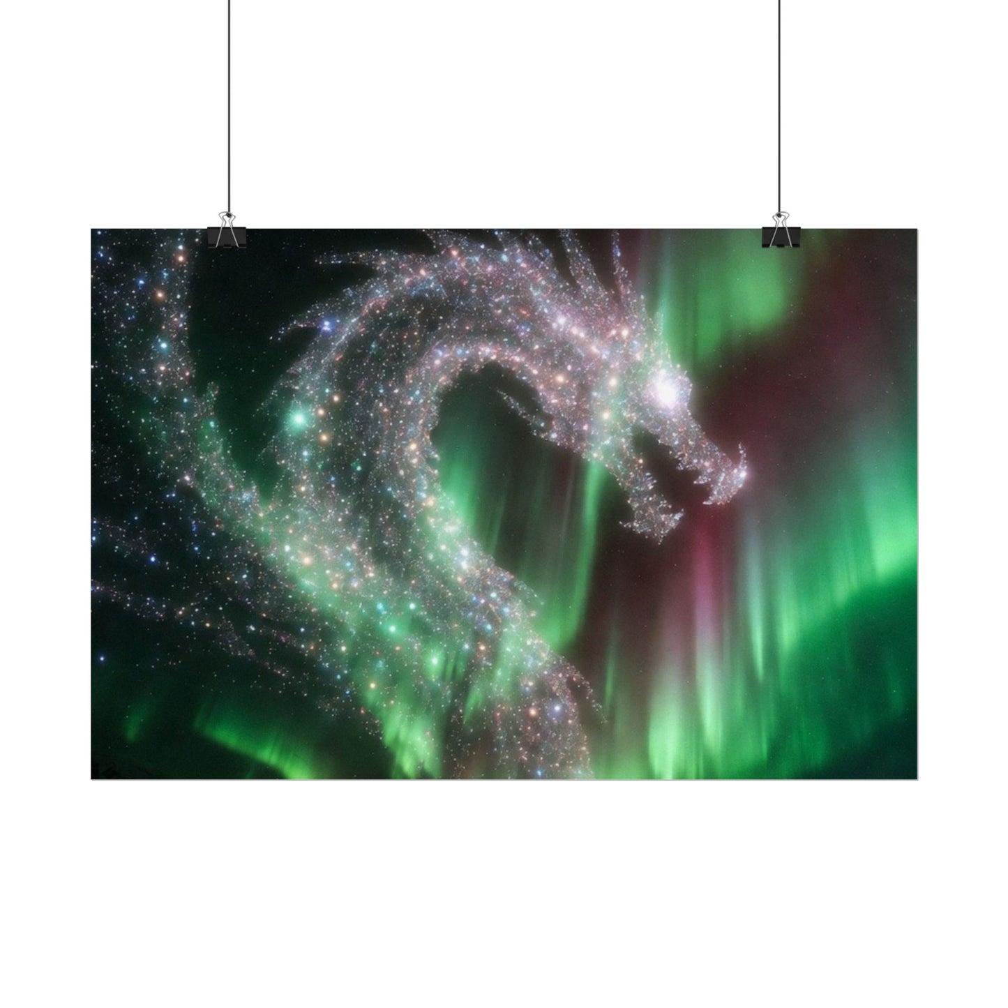 Aurora Dragon Poster — Northern Lights Fantasy Art Print
