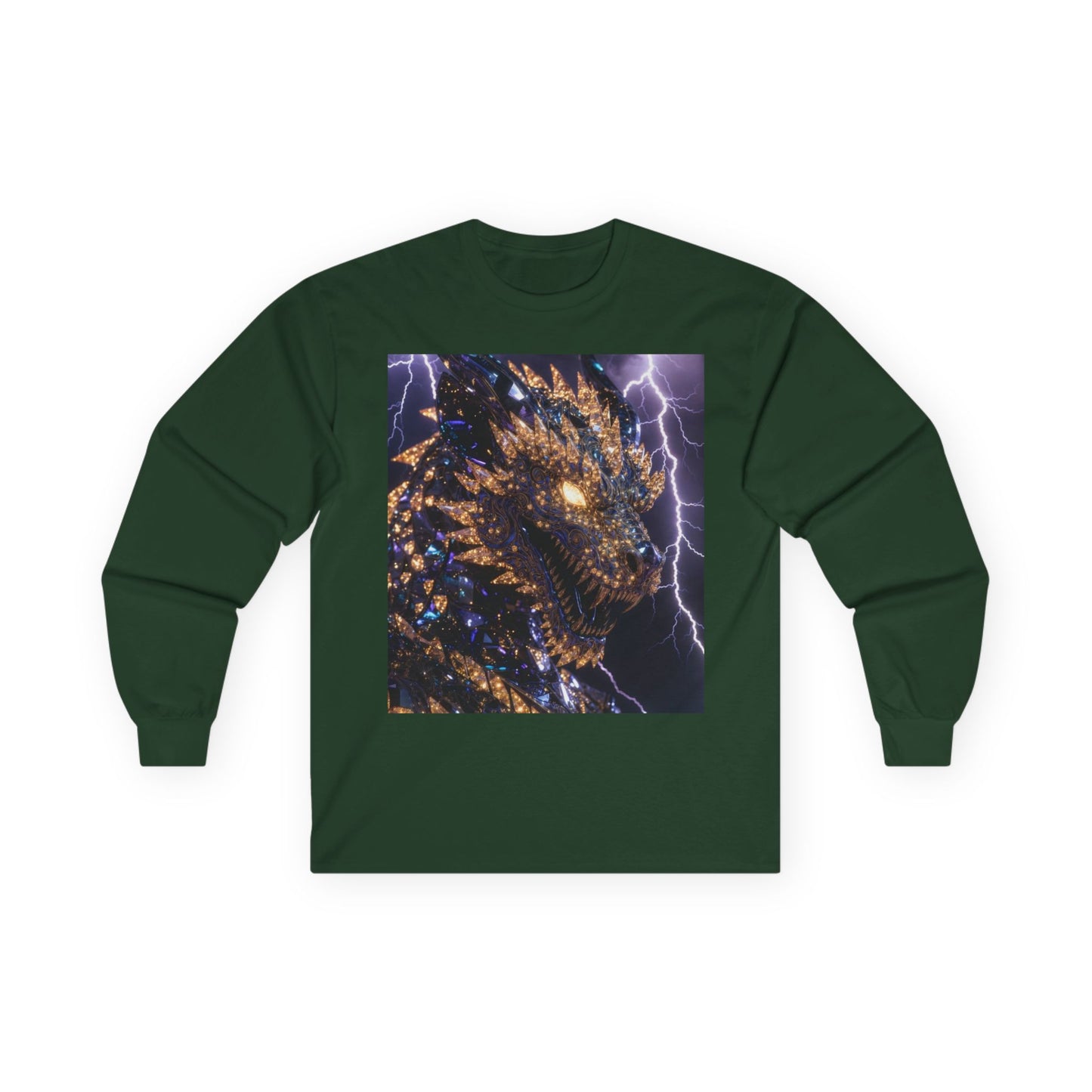 Dragon Lightning Long Sleeve Tee — Mythical Firestorm Graphic Shirt
