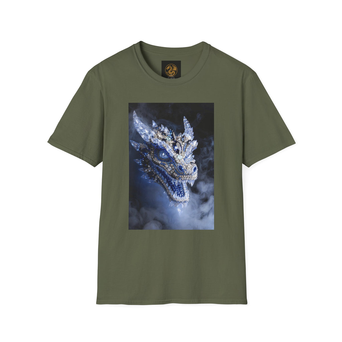 A Crystal Dragon Portrait T-Shirt — Mystical Blue Dragon Art Tee