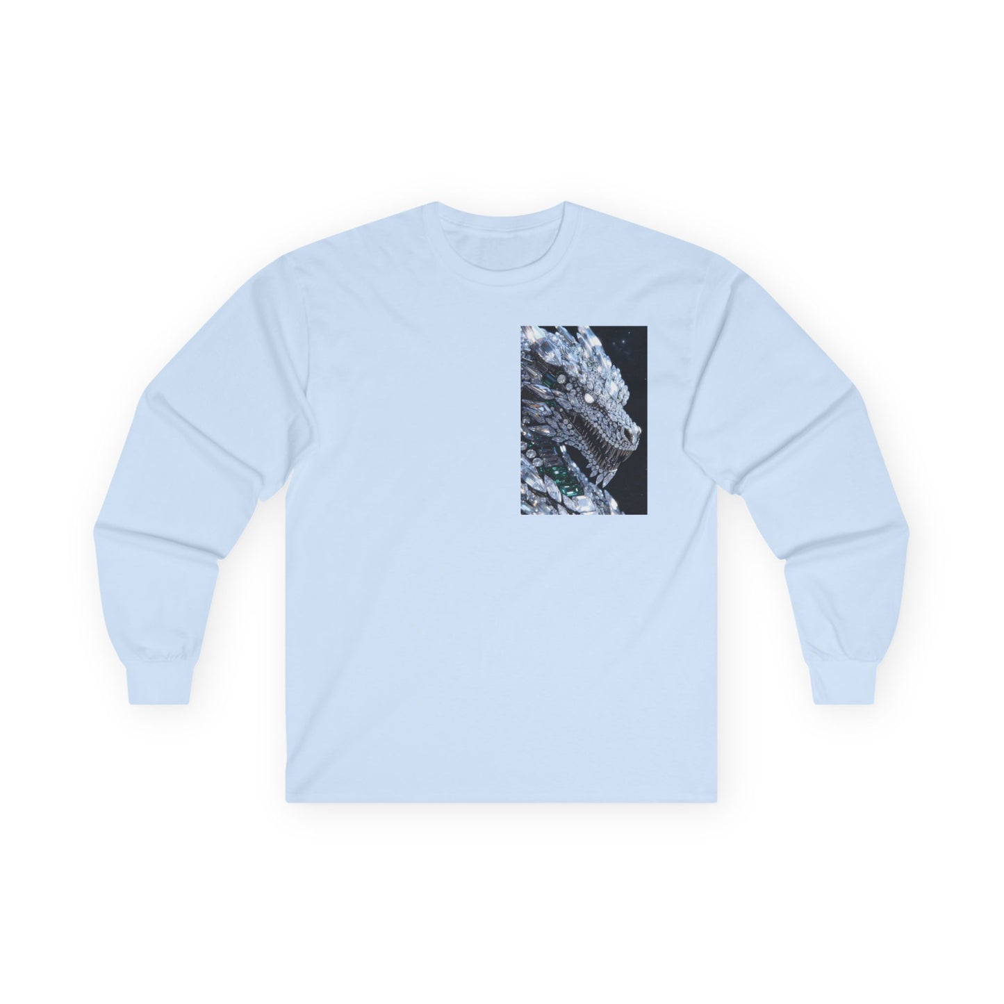 Long Sleeve Tee — Abstract Iridescent Crystal Photo Pocket Print
