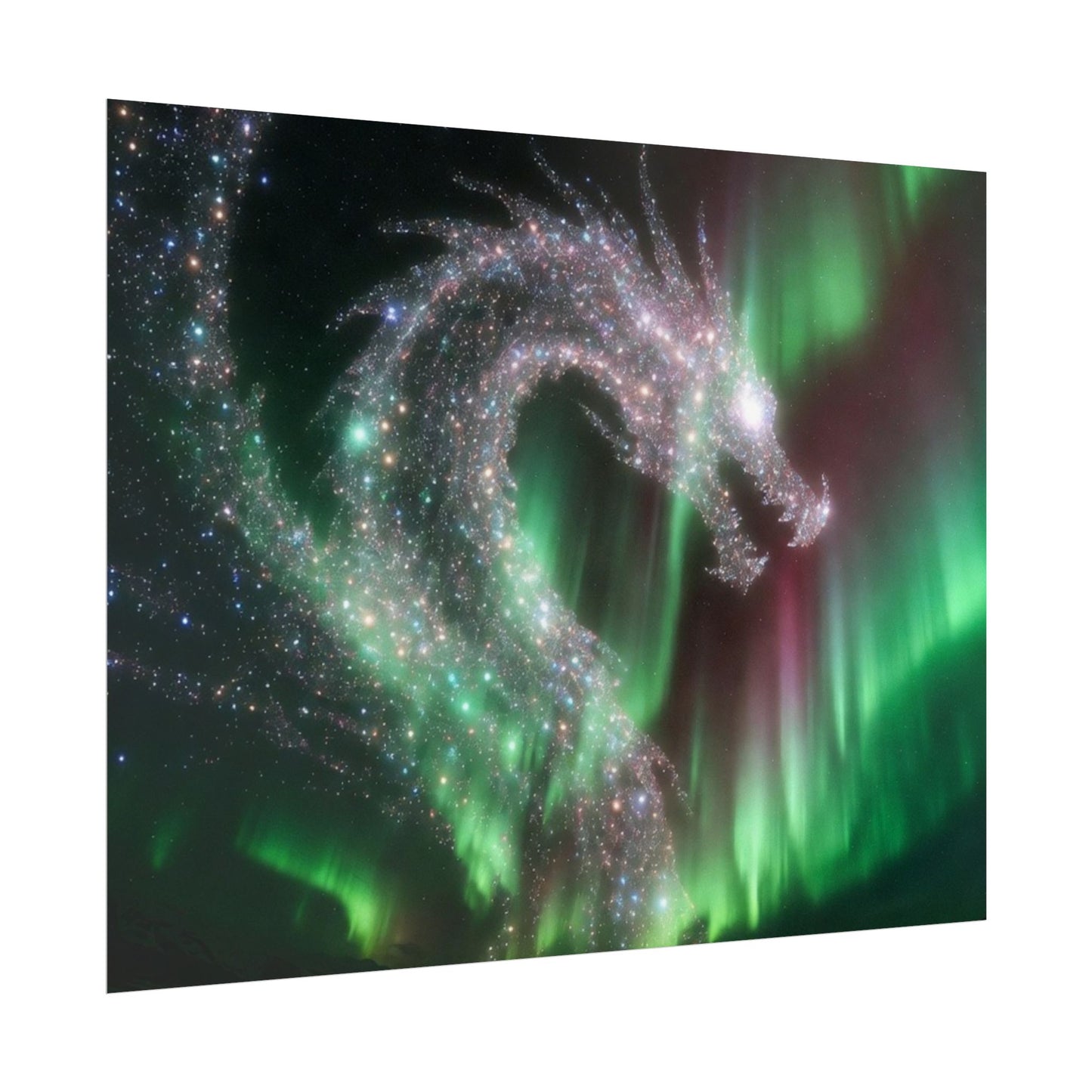 Aurora Dragon Poster — Northern Lights Fantasy Art Print