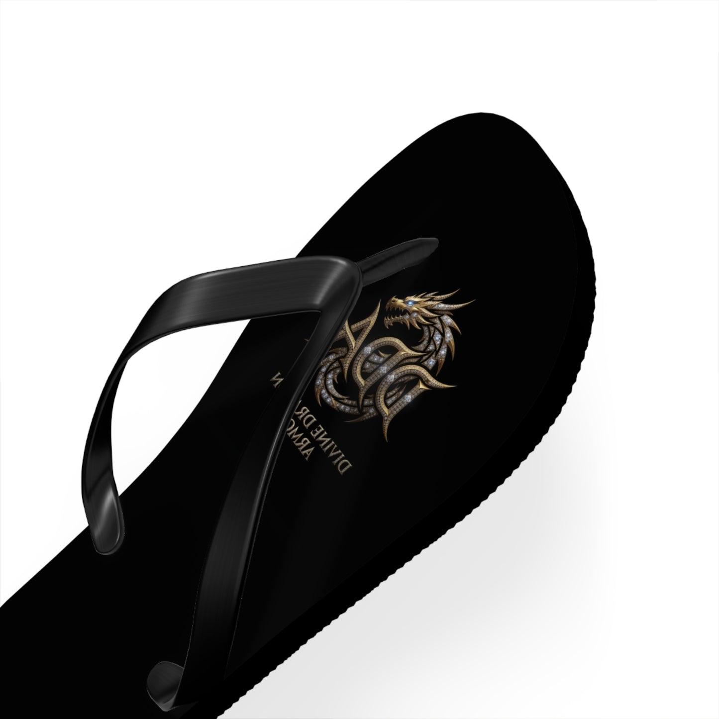 Dragon Armor Flip Flops – Black Fantasy Shield Beach Sandals