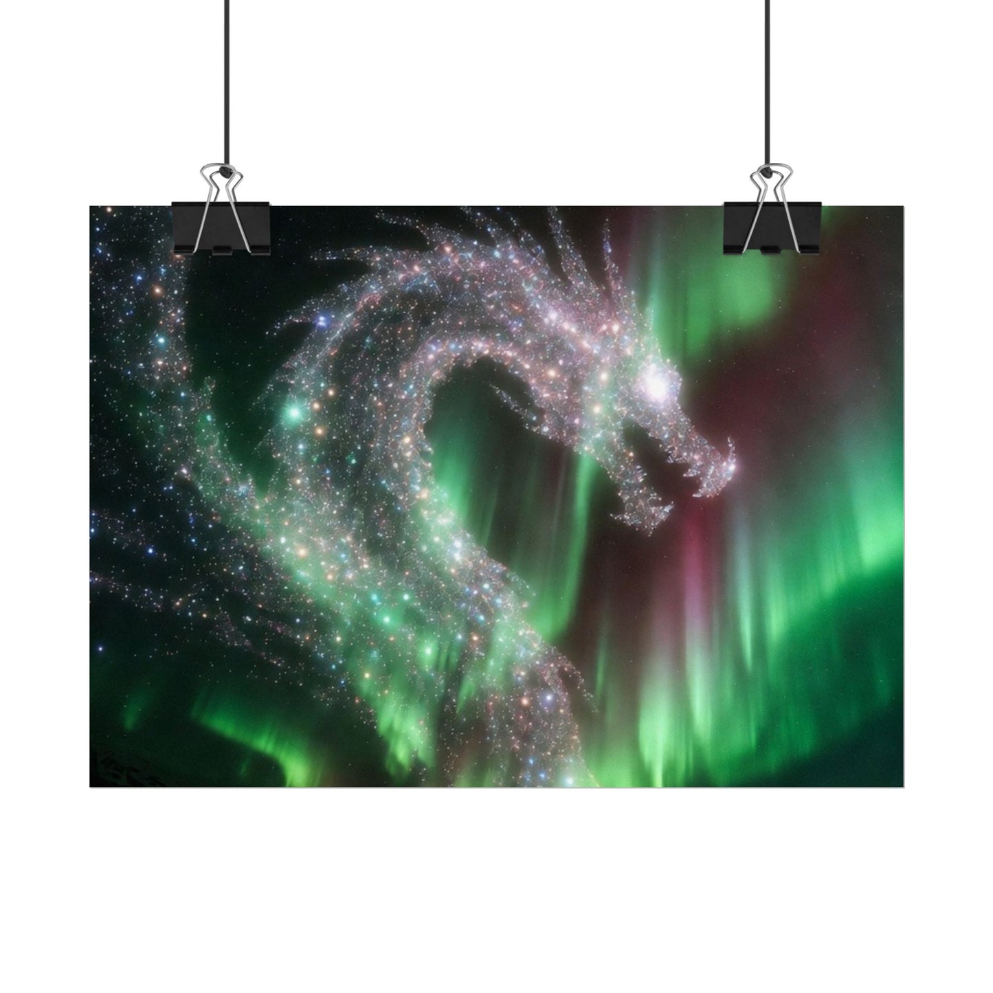 Aurora Dragon Poster — Northern Lights Fantasy Art Print