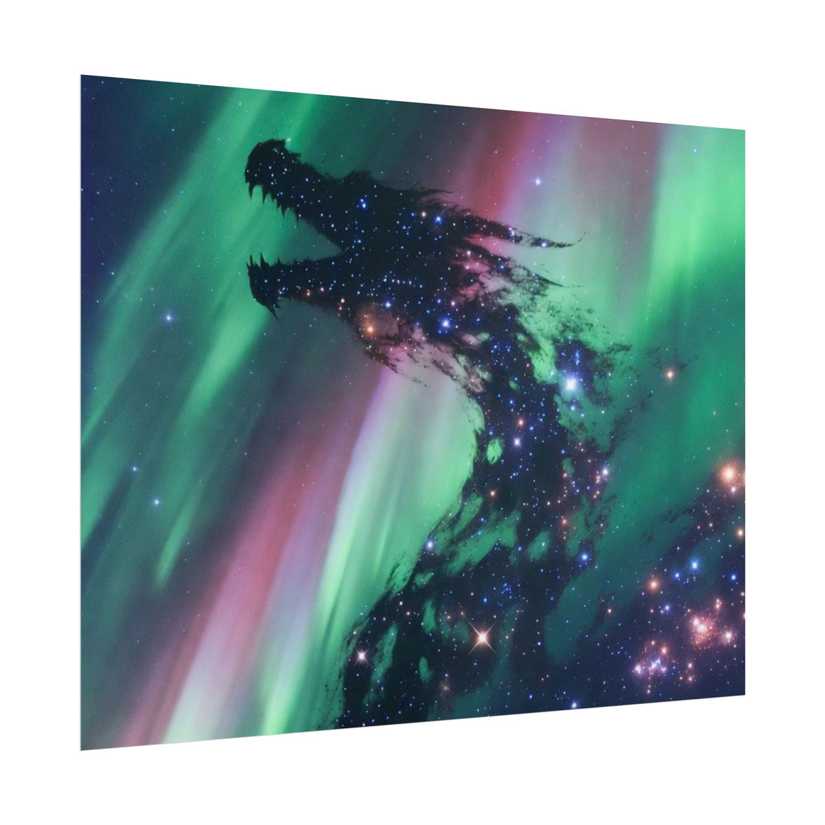 Aurora Dragon Poster — Cosmic Northern Lights Wall Art (Rolled Poster)