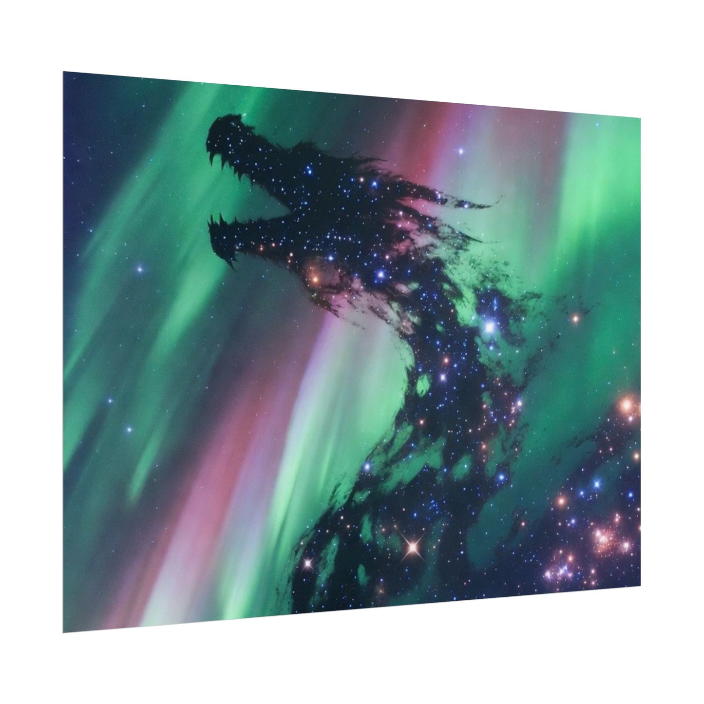 Aurora Dragon Poster — Cosmic Northern Lights Wall Art (Rolled Poster)