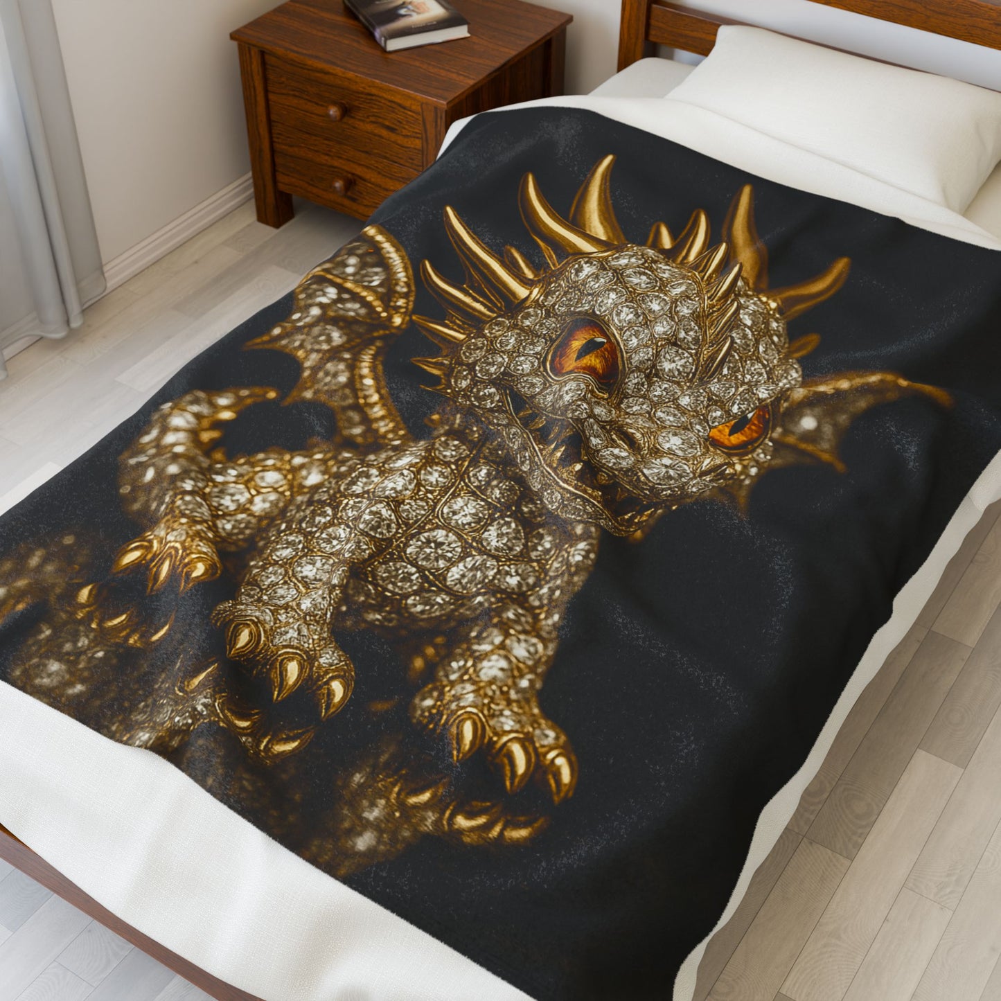 AAA Fantasy Themed Velveteen Plush Blanket - Cozy Decor, Gift for Dragon Lovers, Dungeons & Dragons, Cozy Nights, Home Decor
