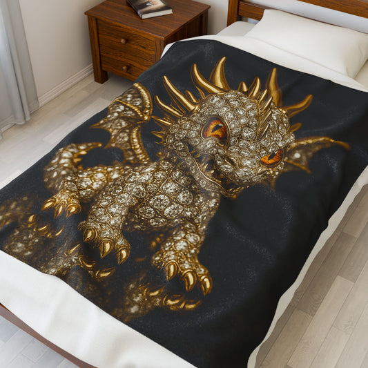 AAA Fantasy Themed Velveteen Plush Blanket - Cozy Decor, Gift for Dragon Lovers, Dungeons & Dragons, Cozy Nights, Home Decor