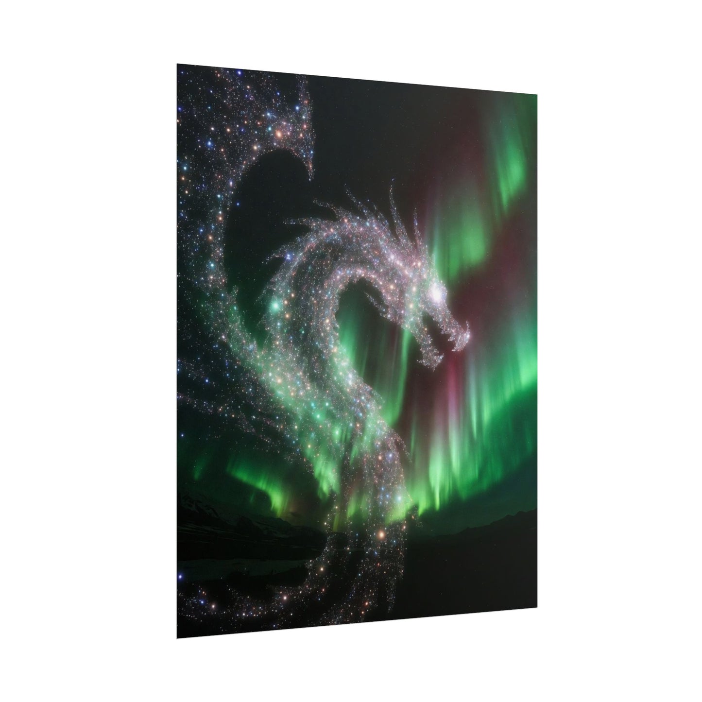 Aurora Dragon Poster — Northern Lights Fantasy Art Print